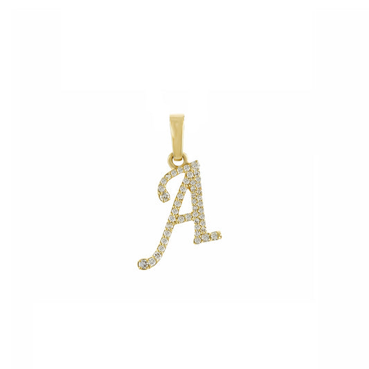 Yellow Gold Diamond Initial Letter Pendant