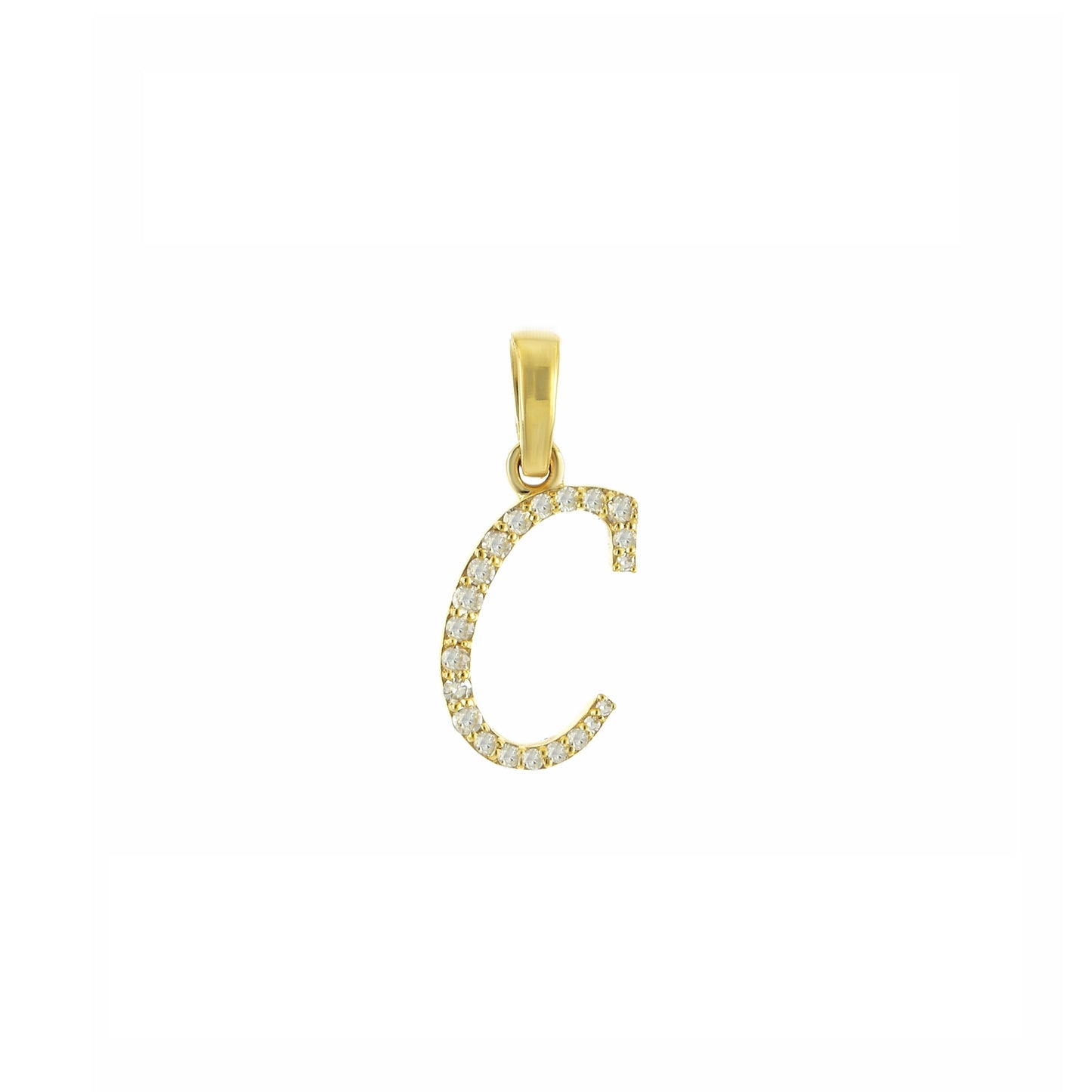 Yellow Gold Diamond Initial Letter Pendant