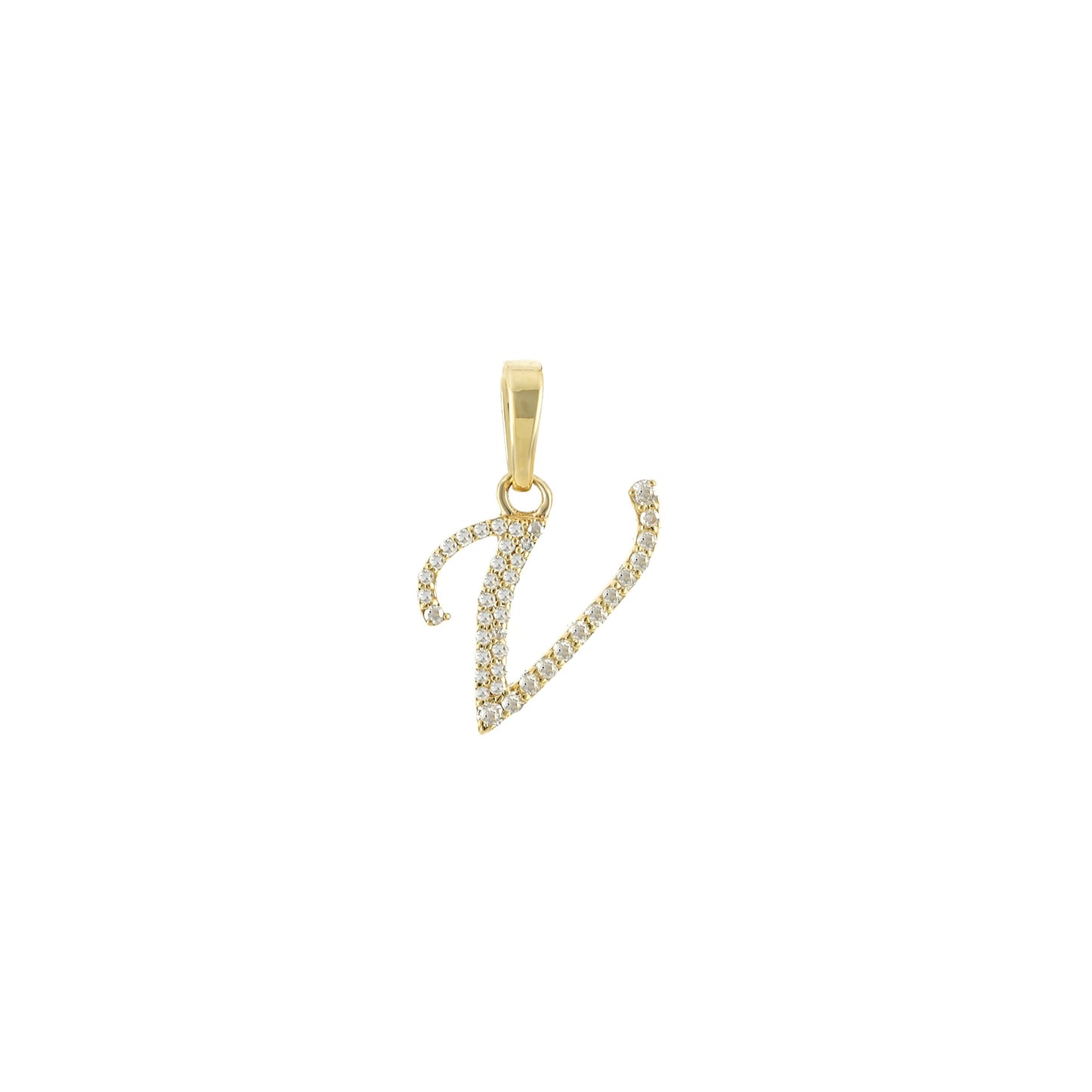 Yellow Gold Diamond Initial Letter Pendant