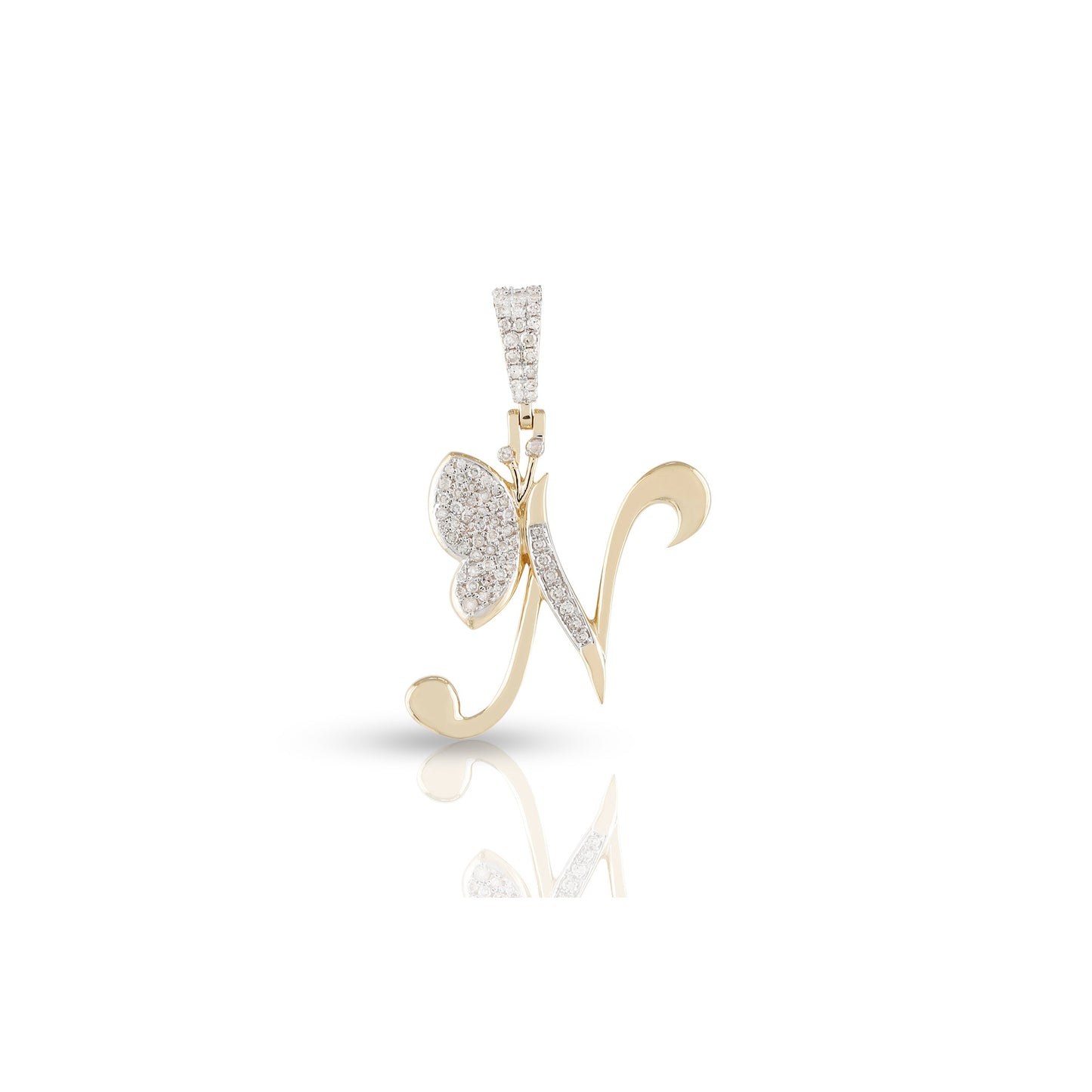 Yellow Gold A-Z Butterfly Initial Letter Pendant by Truth Jewel