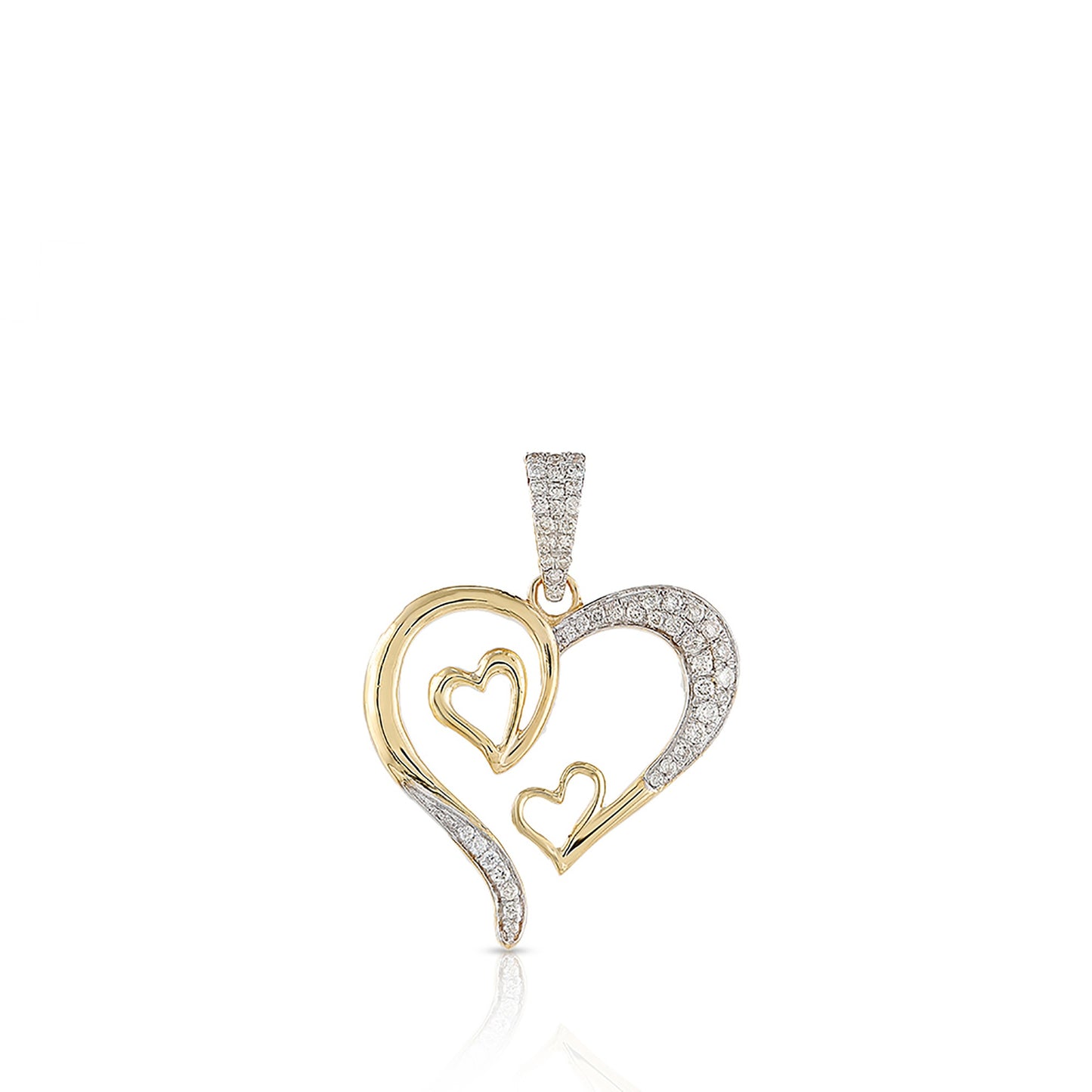 Heart in Heart Three Heart Diamond Pendant