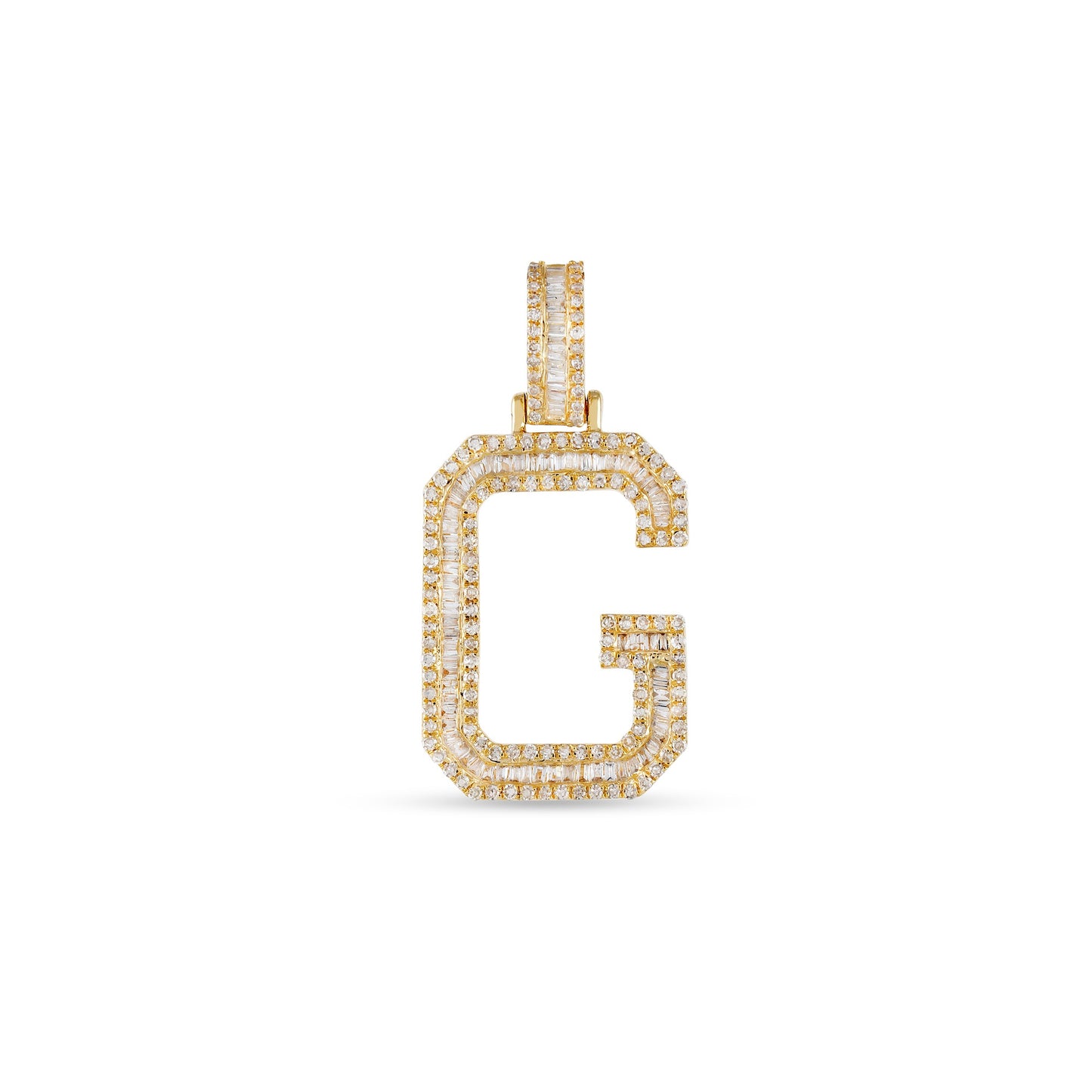 Yellow Gold Baguette Diamond Initial Letter pendant by Truth jewel