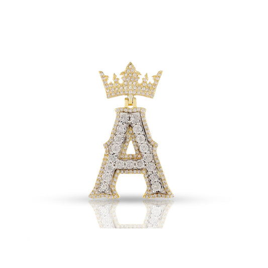Yellow Gold White Diamond Initial Letter Pendant
