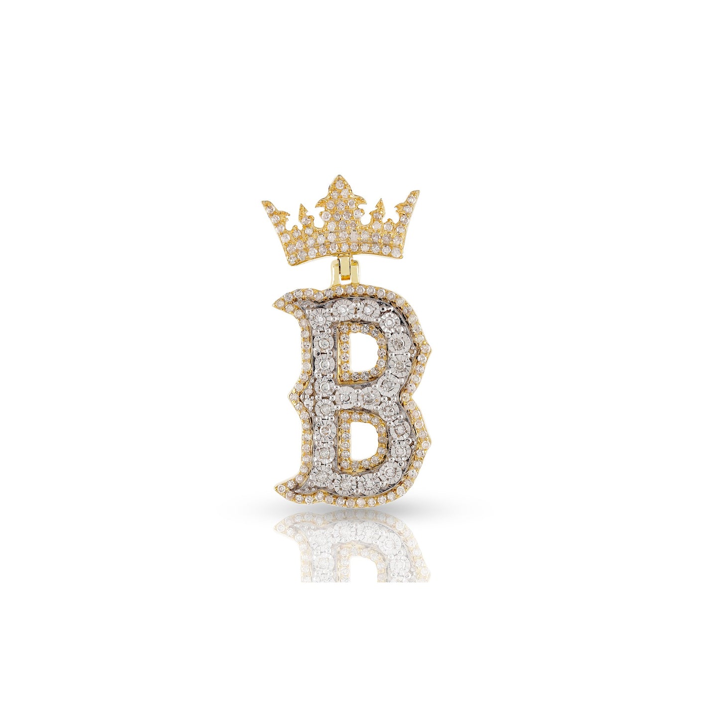 Yellow Gold White Diamond Initial Letter Pendant