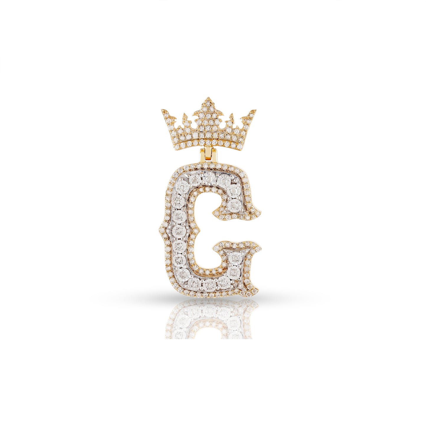 Yellow Gold White Diamond Initial Letter Pendant