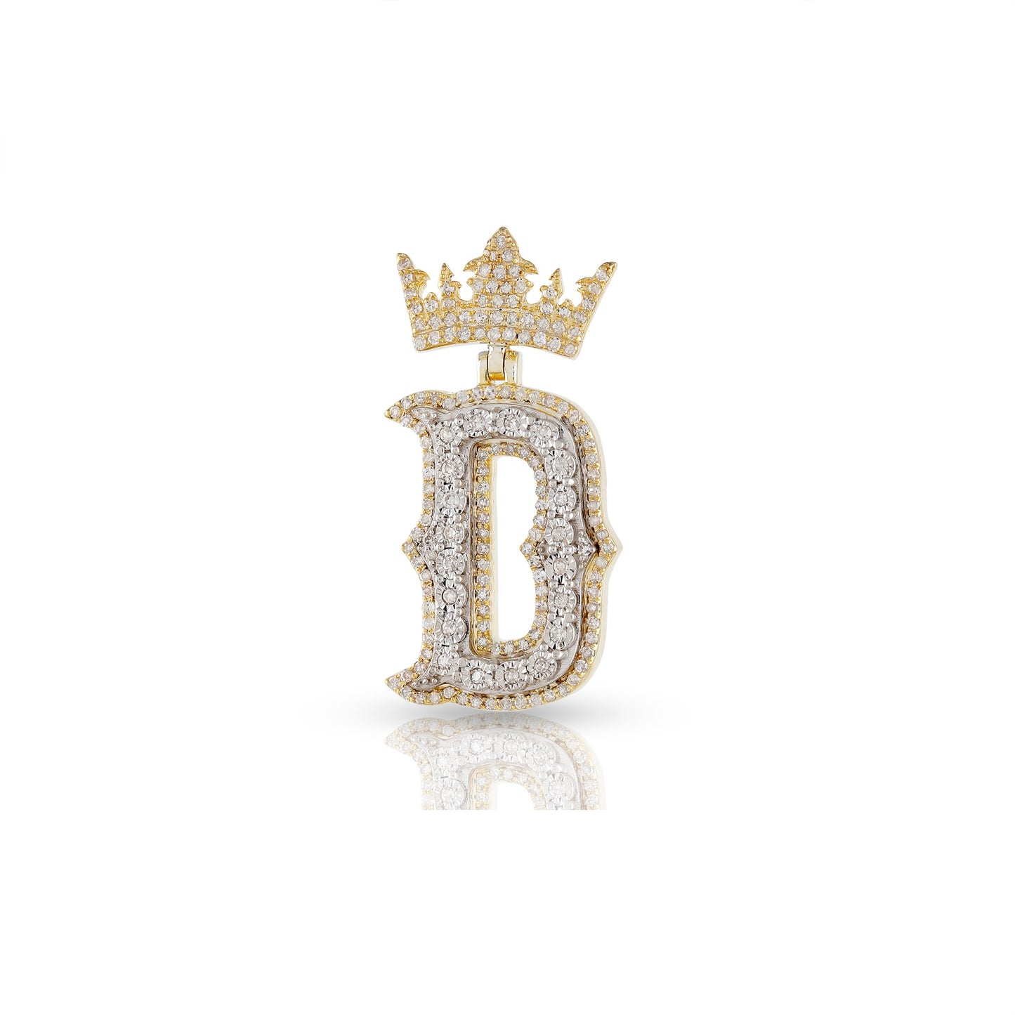 Yellow Gold White Diamond Initial Letter Pendant