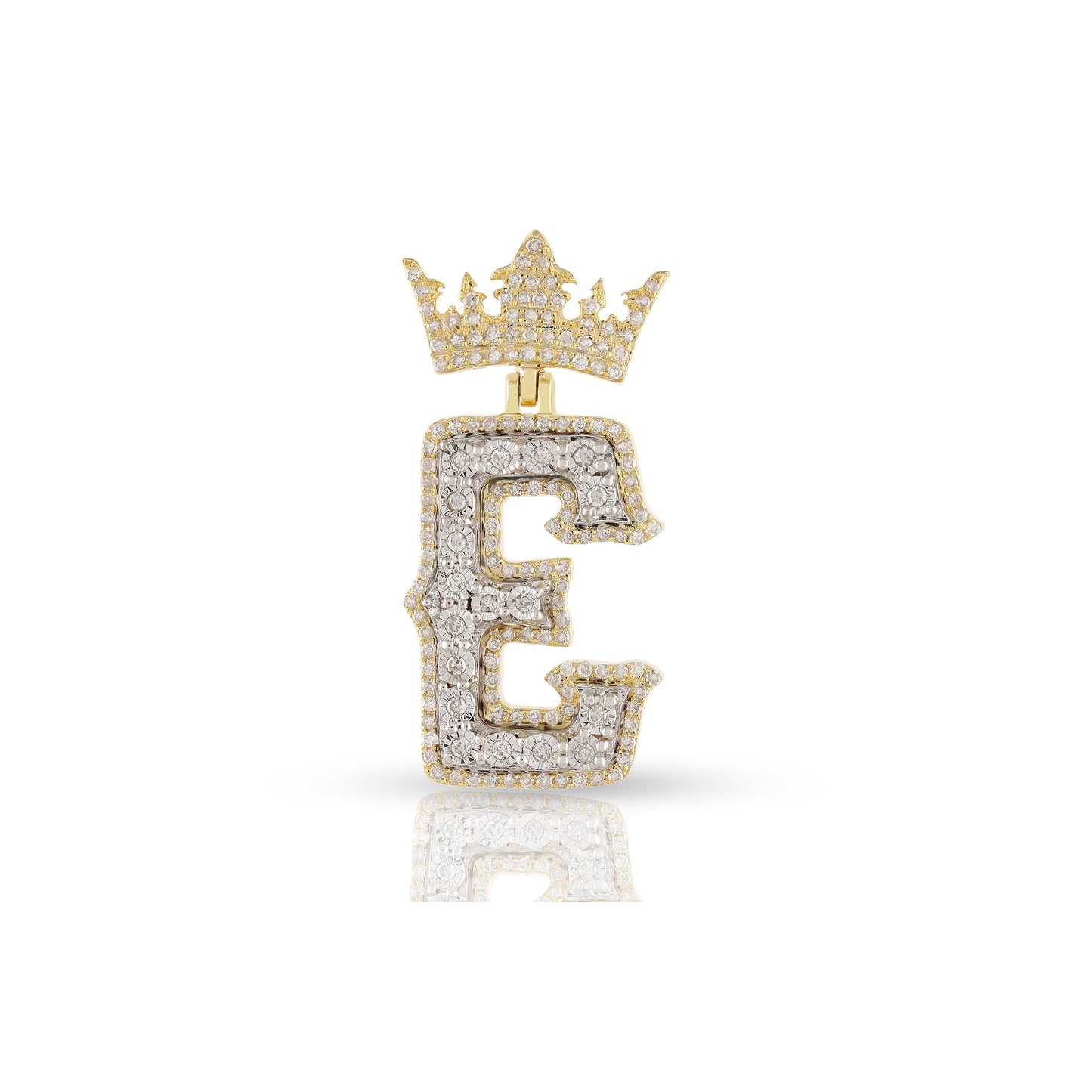 Yellow Gold White Diamond Initial Letter Pendant