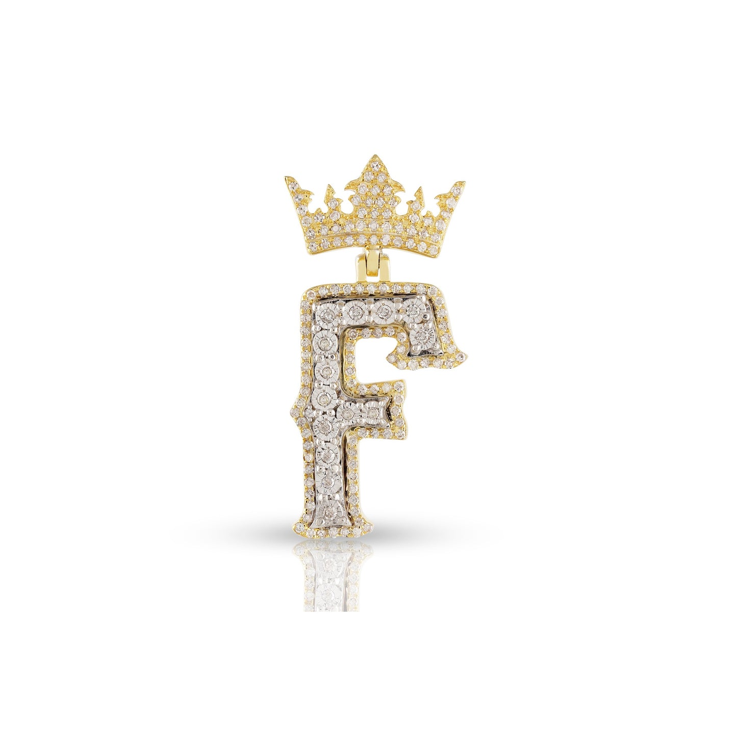 Yellow Gold White Diamond Initial Letter Pendant
