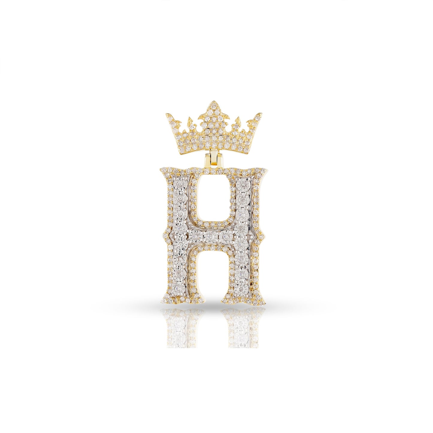 Yellow Gold White Diamond Initial Letter Pendant