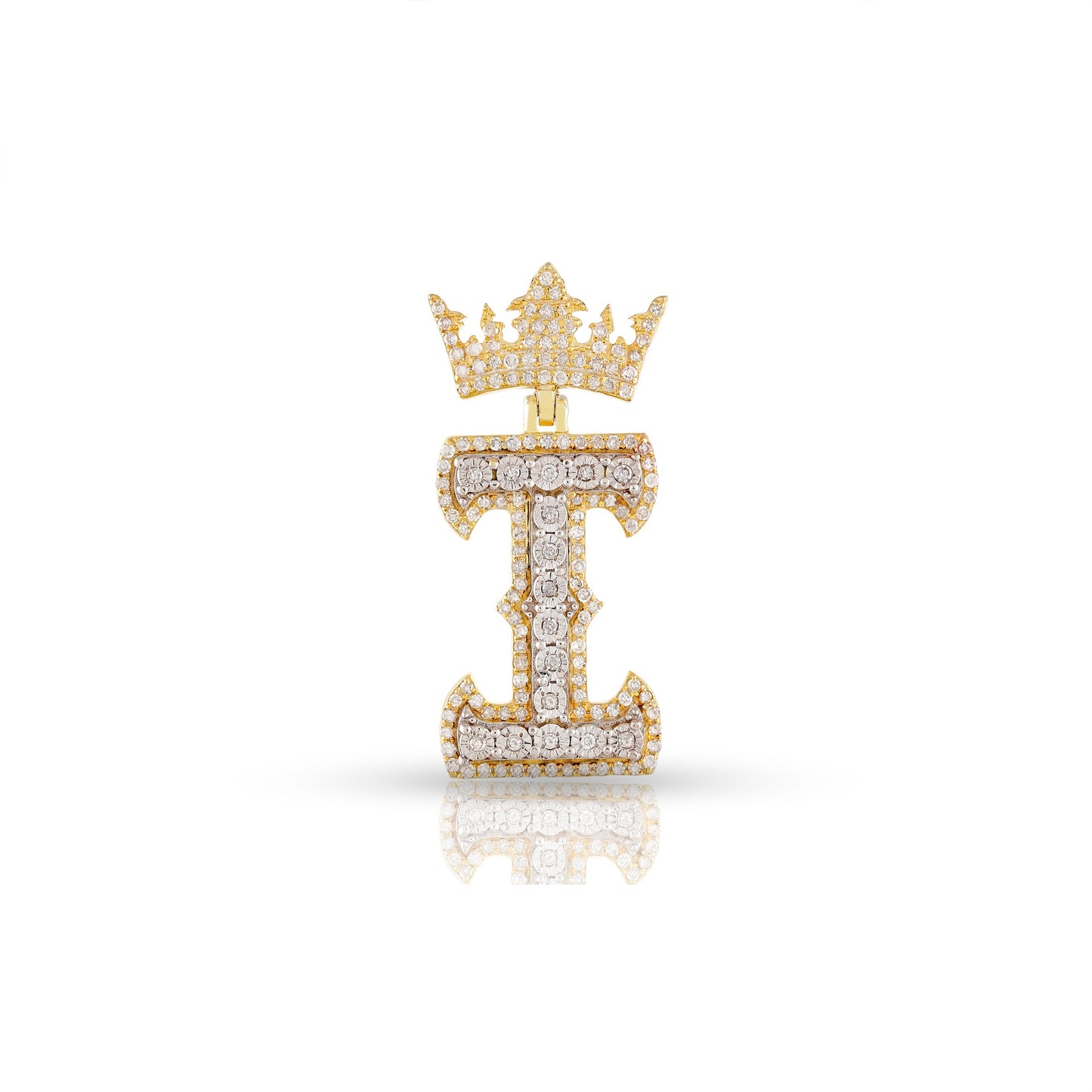 Yellow Gold White Diamond Initial Letter Pendant