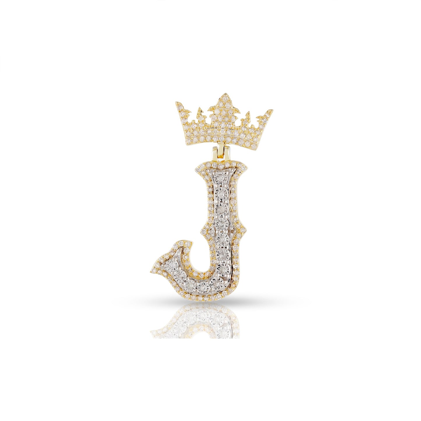 Yellow Gold White Diamond Initial Letter Pendant