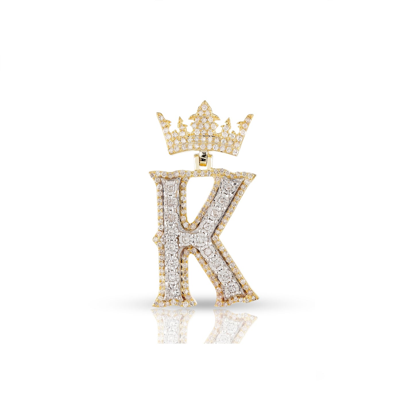 Yellow Gold White Diamond Initial Letter Pendant