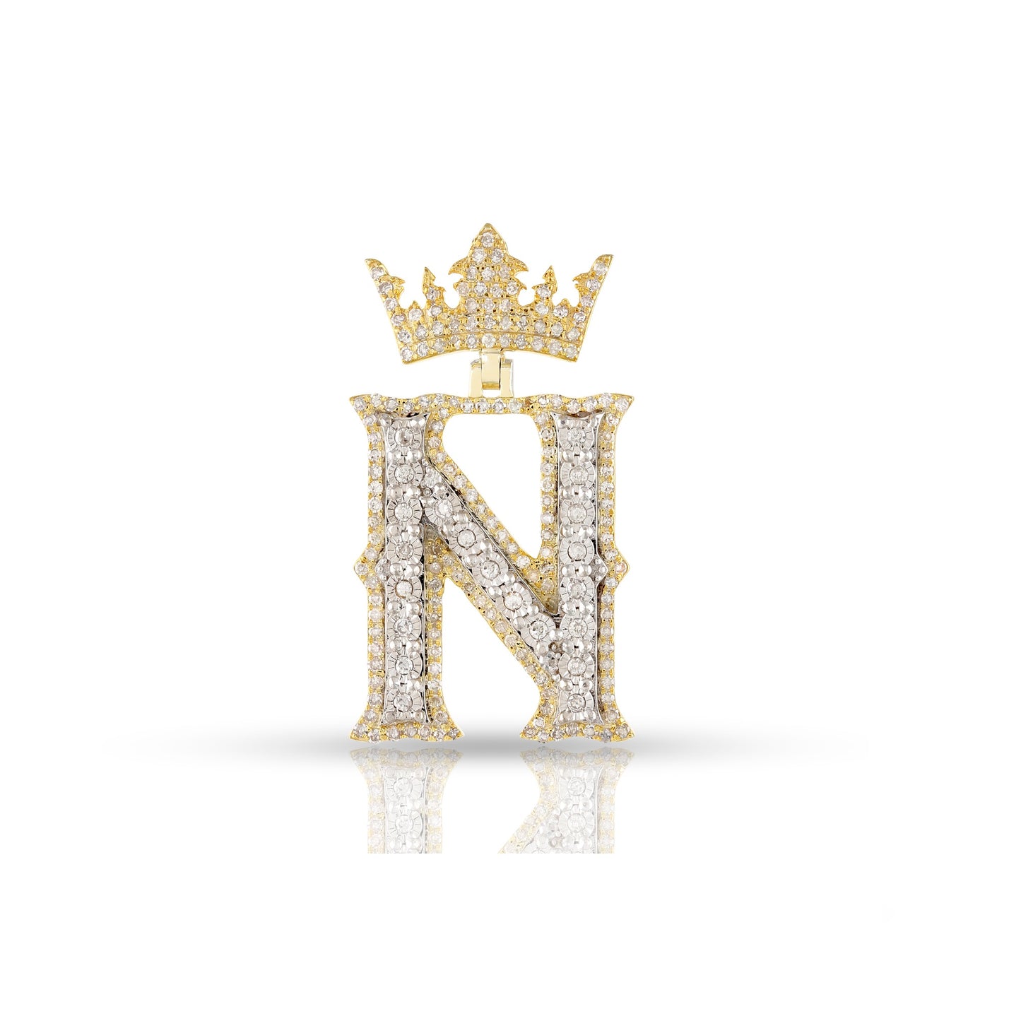Yellow Gold White Diamond Initial Letter Pendant