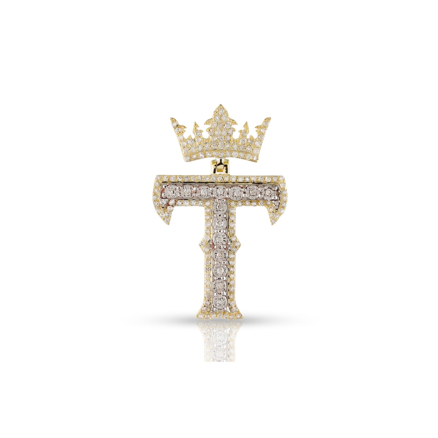 Yellow Gold White Diamond Initial Letter Pendant
