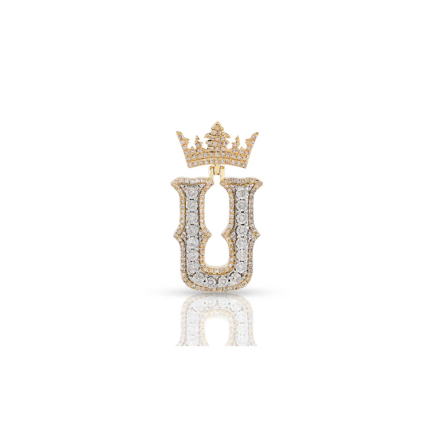Yellow Gold White Diamond Initial Letter Pendant