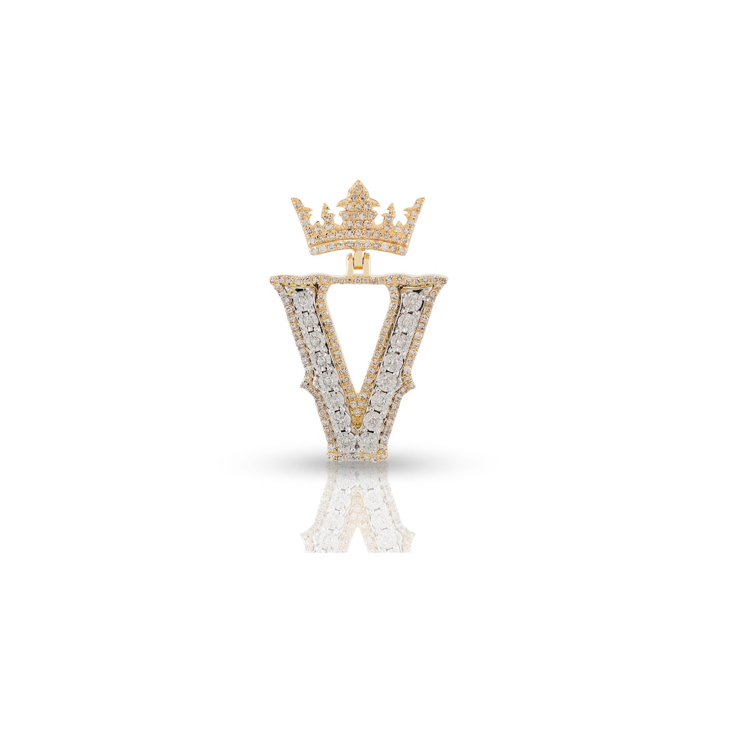 Yellow Gold White Diamond Initial Letter Pendant
