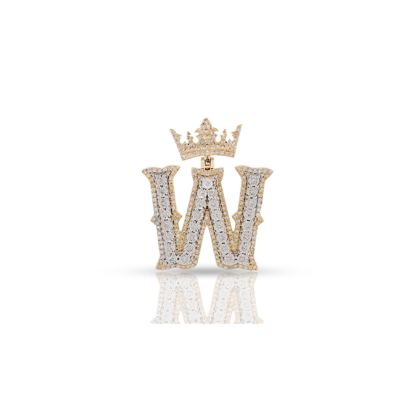 Yellow Gold White Diamond Initial Letter Pendant