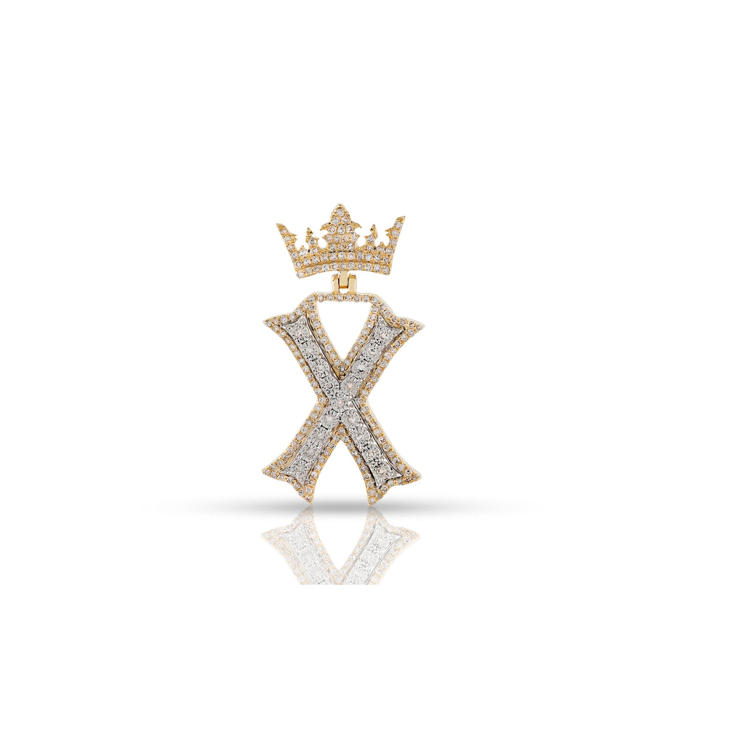 Yellow Gold White Diamond Initial Letter Pendant