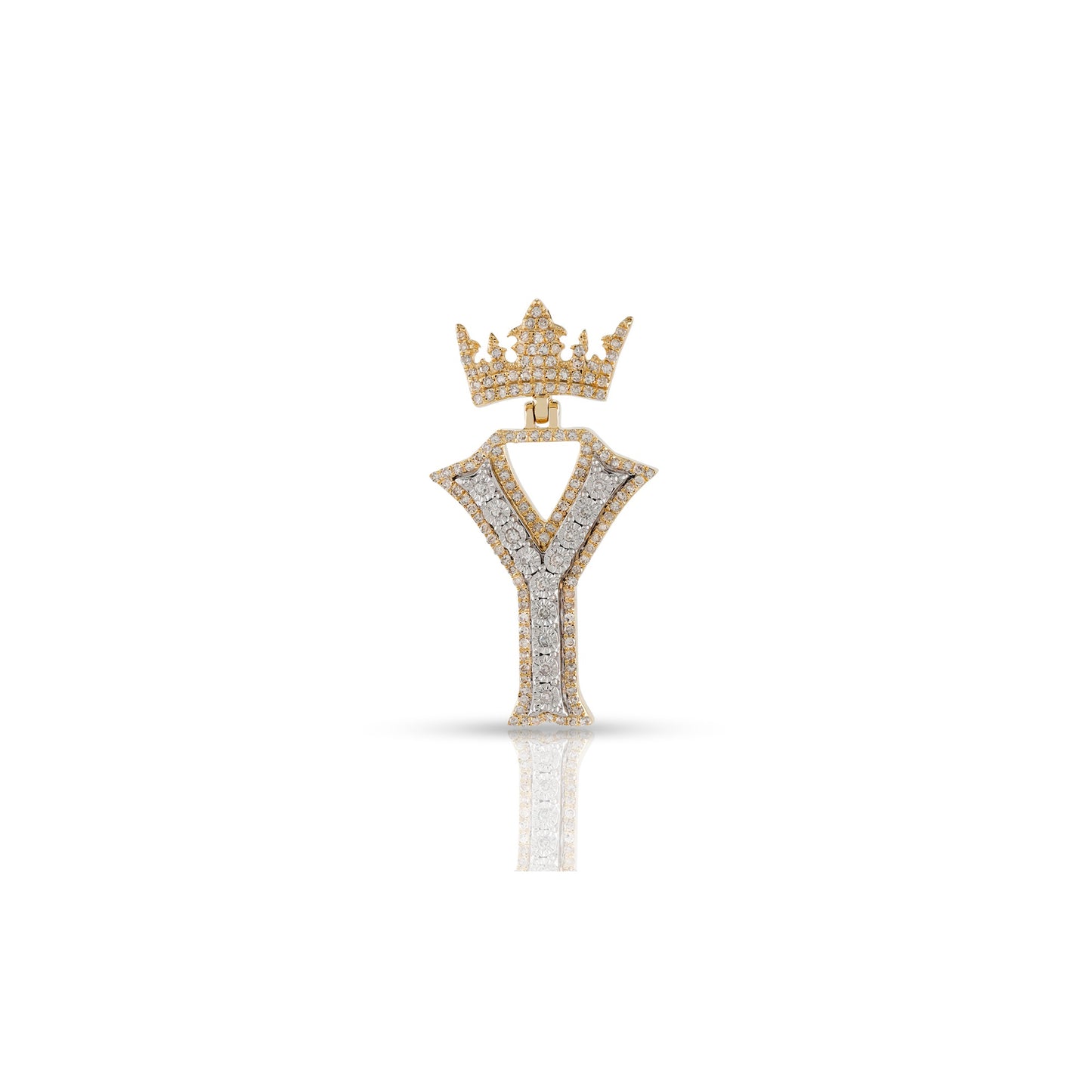 Yellow Gold White Diamond Initial Letter Pendant