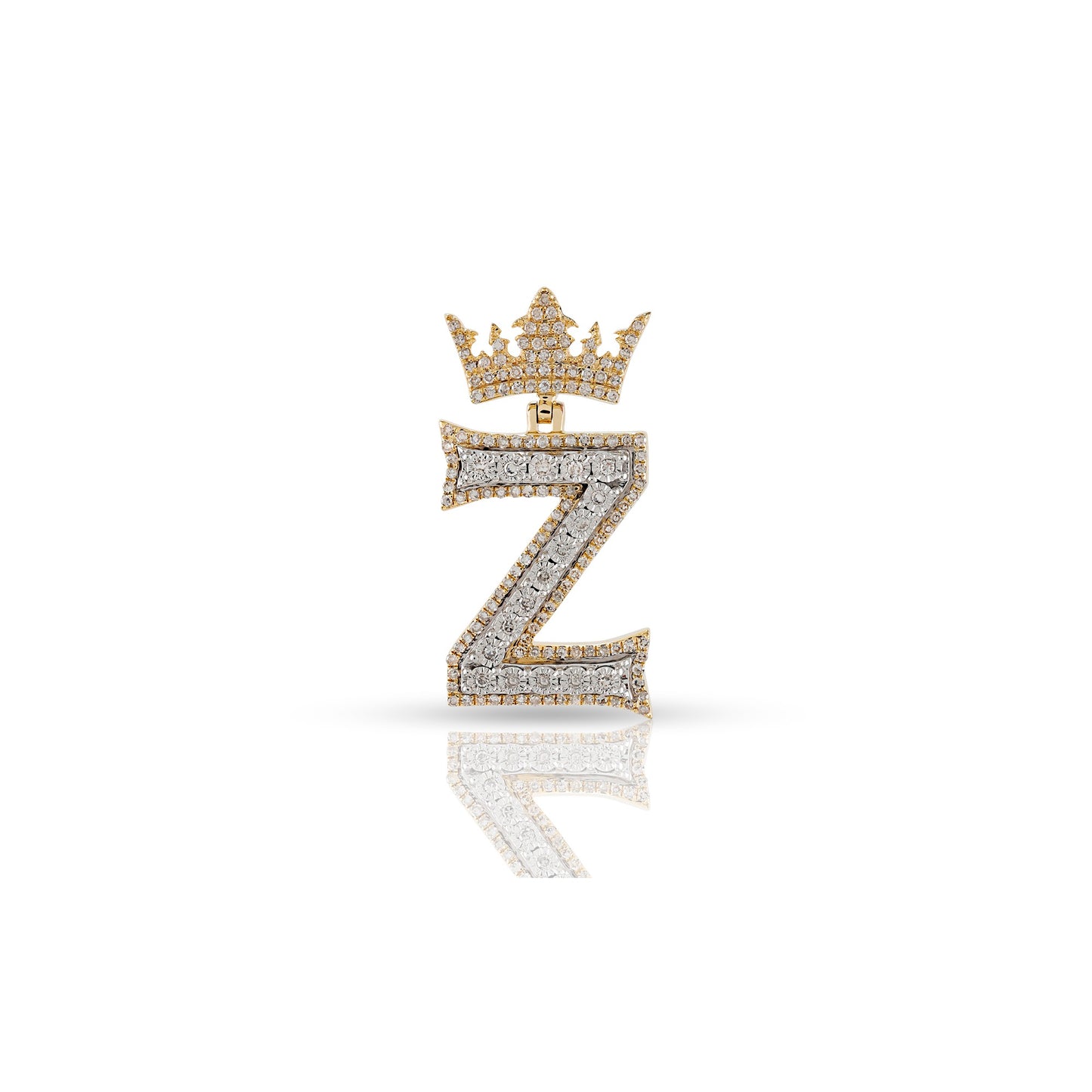 Yellow Gold White Diamond Initial Letter Pendant