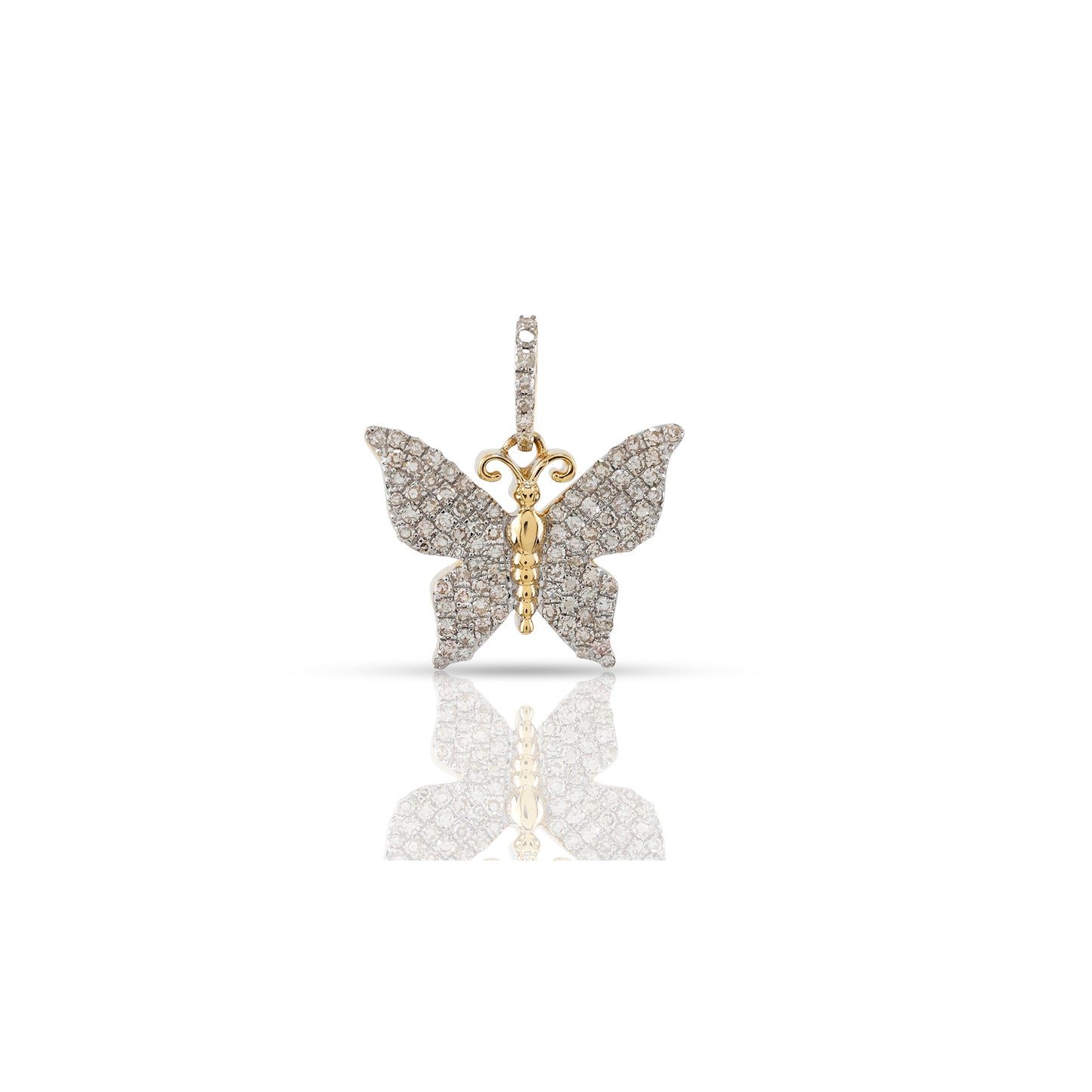 Yellow Gold Diamond Butterfly Pendant - Elegant Jewelry