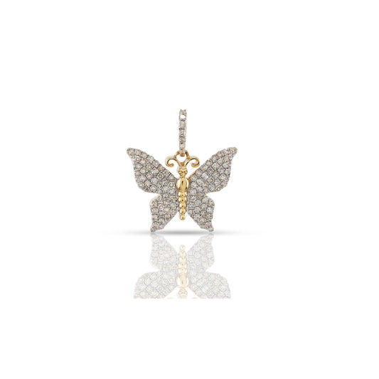Yellow Gold Diamond Butterfly Pendant - Elegant Jewelry