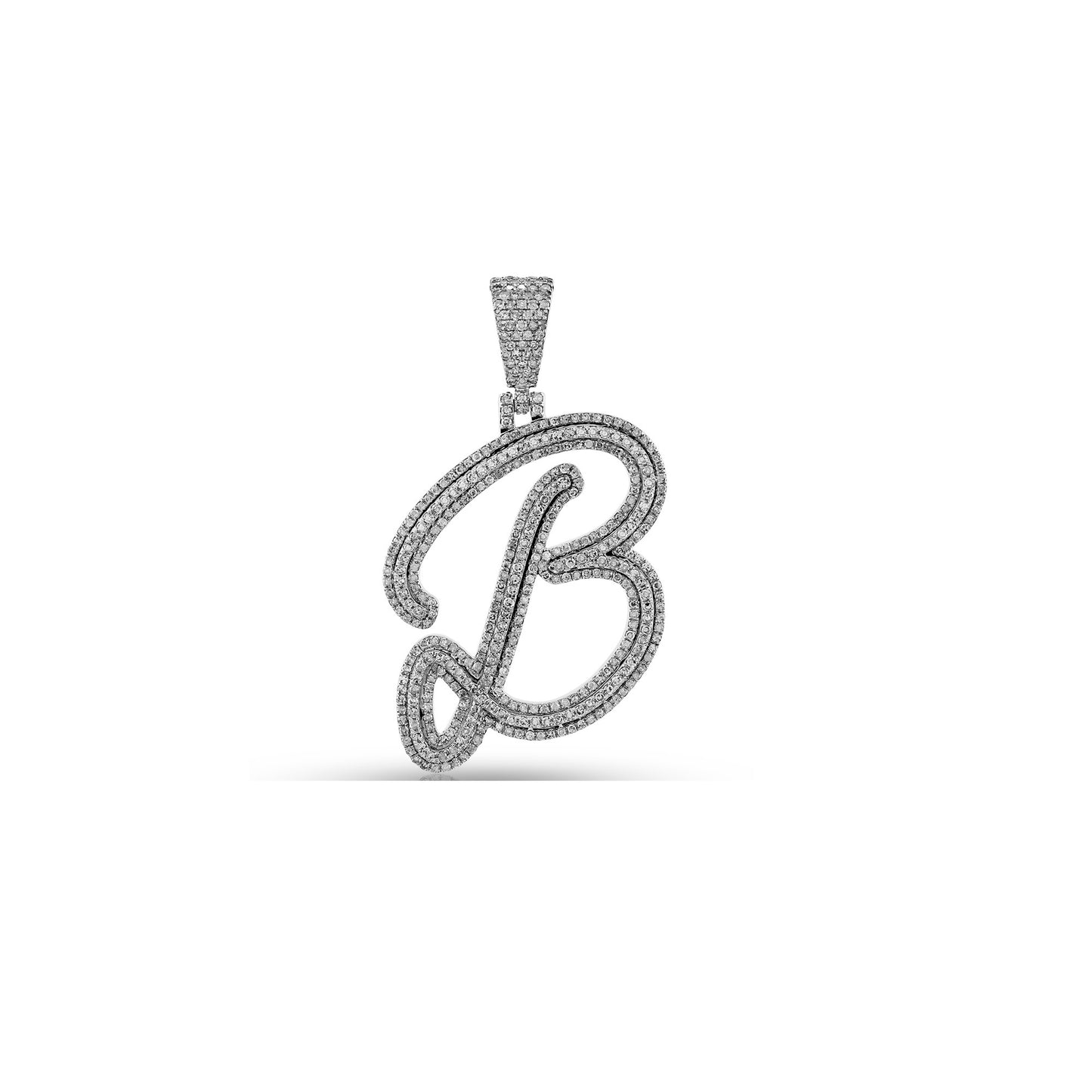 925 Silver Cz Diamond 'B' Initial Letter Pendant