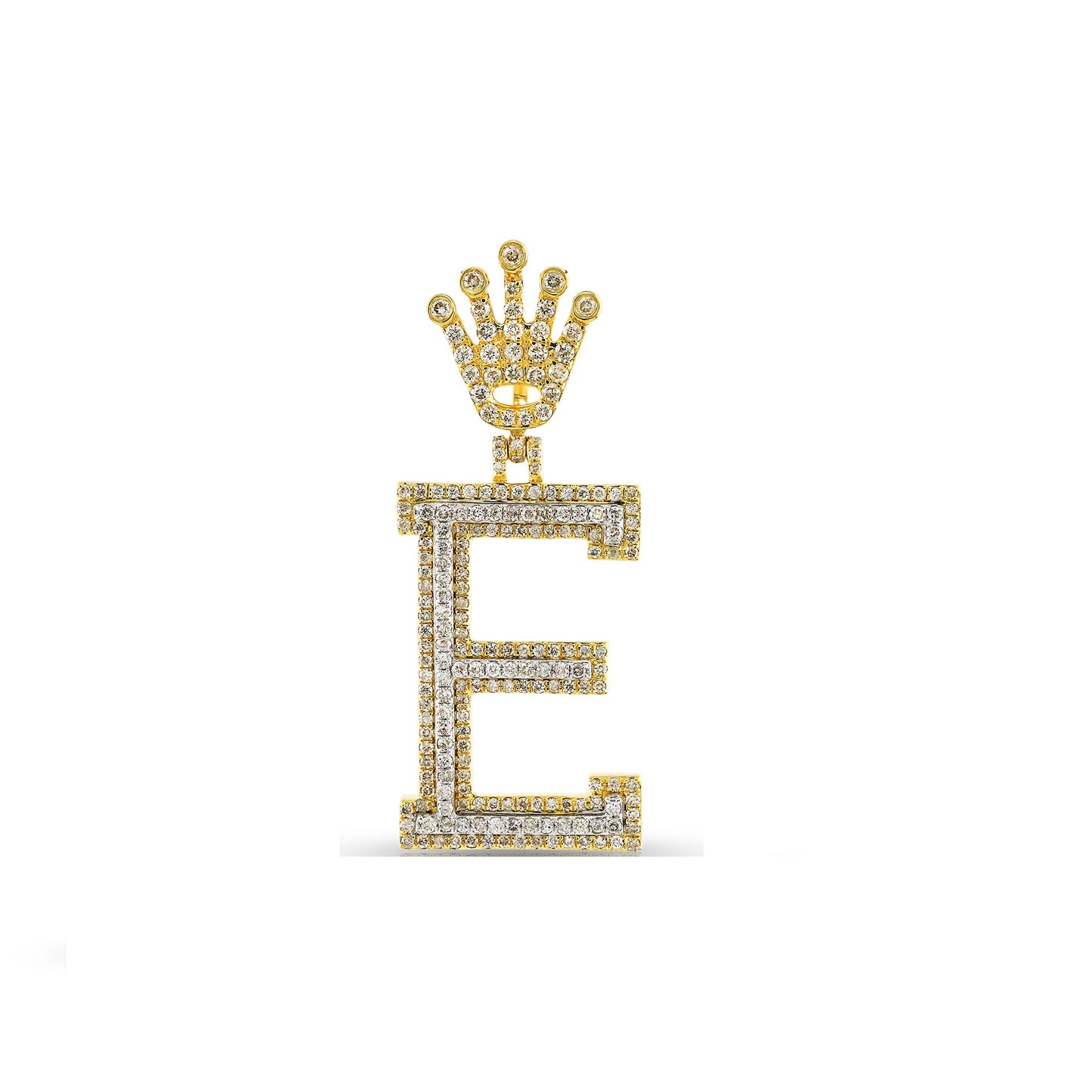 Yellow Gold Diamond Crown Initial Letter Pendant