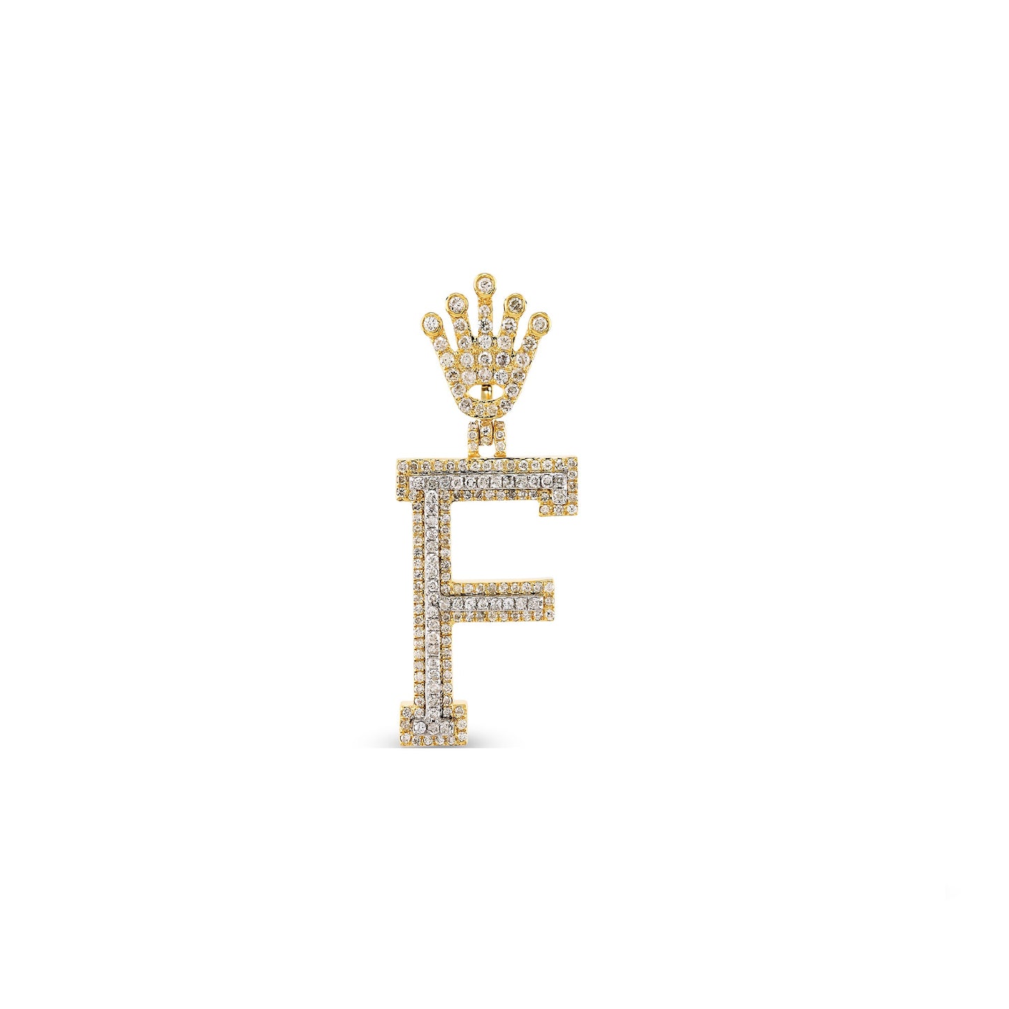Yellow Gold Diamond Crown Initial Letter Pendant
