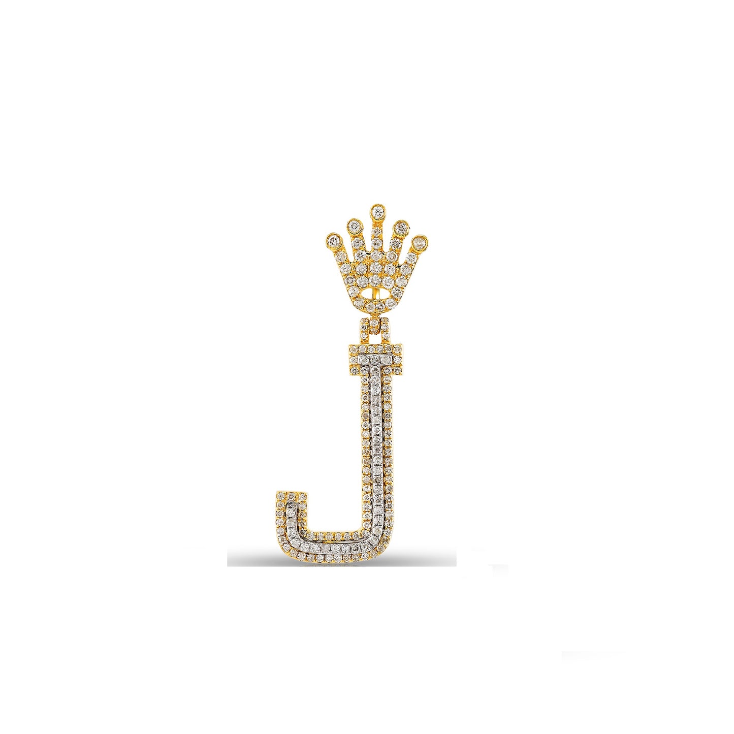 Yellow Gold Diamond Crown Initial Letter Pendant