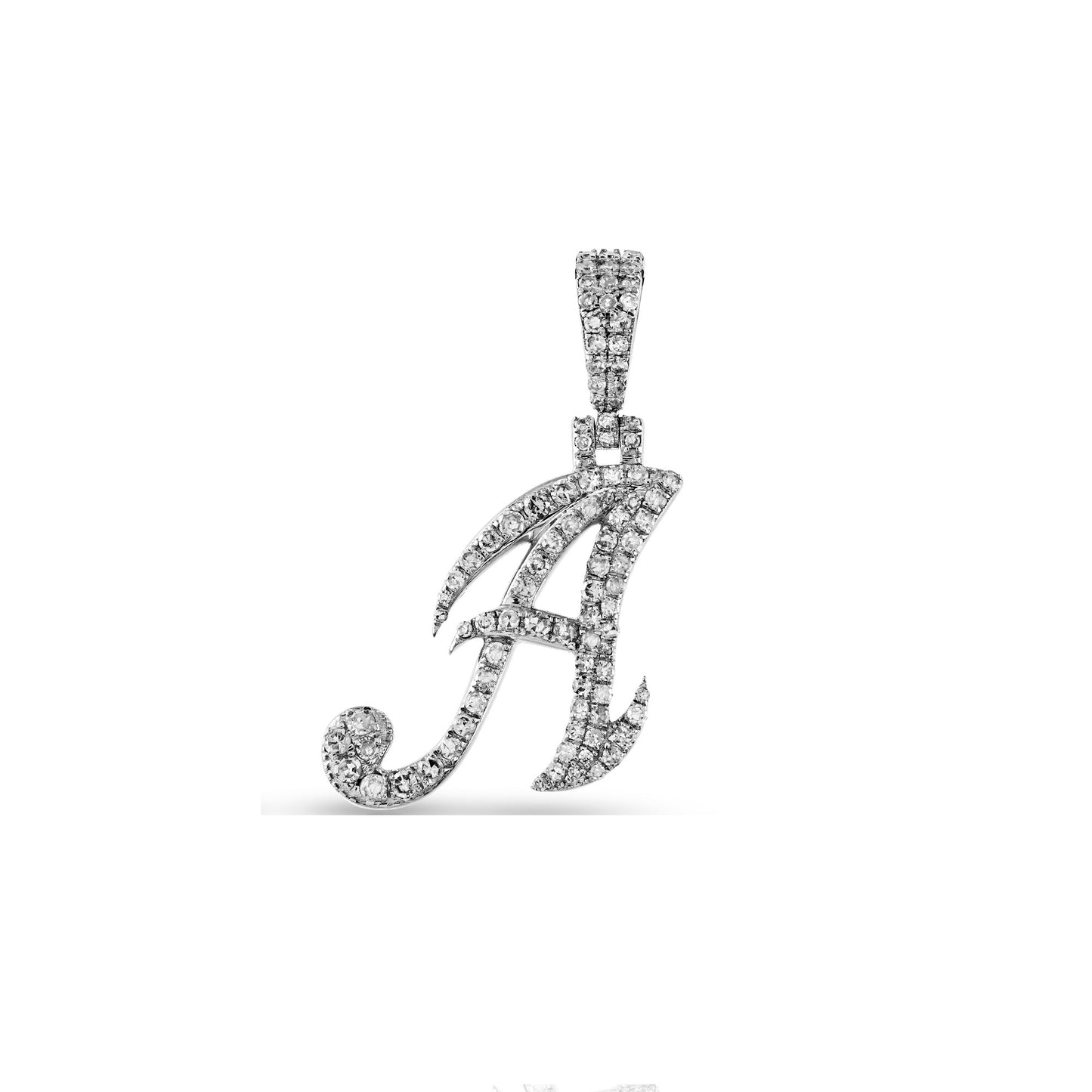 925 Silver Cz Diamond 'A' Letter Initial Pendant