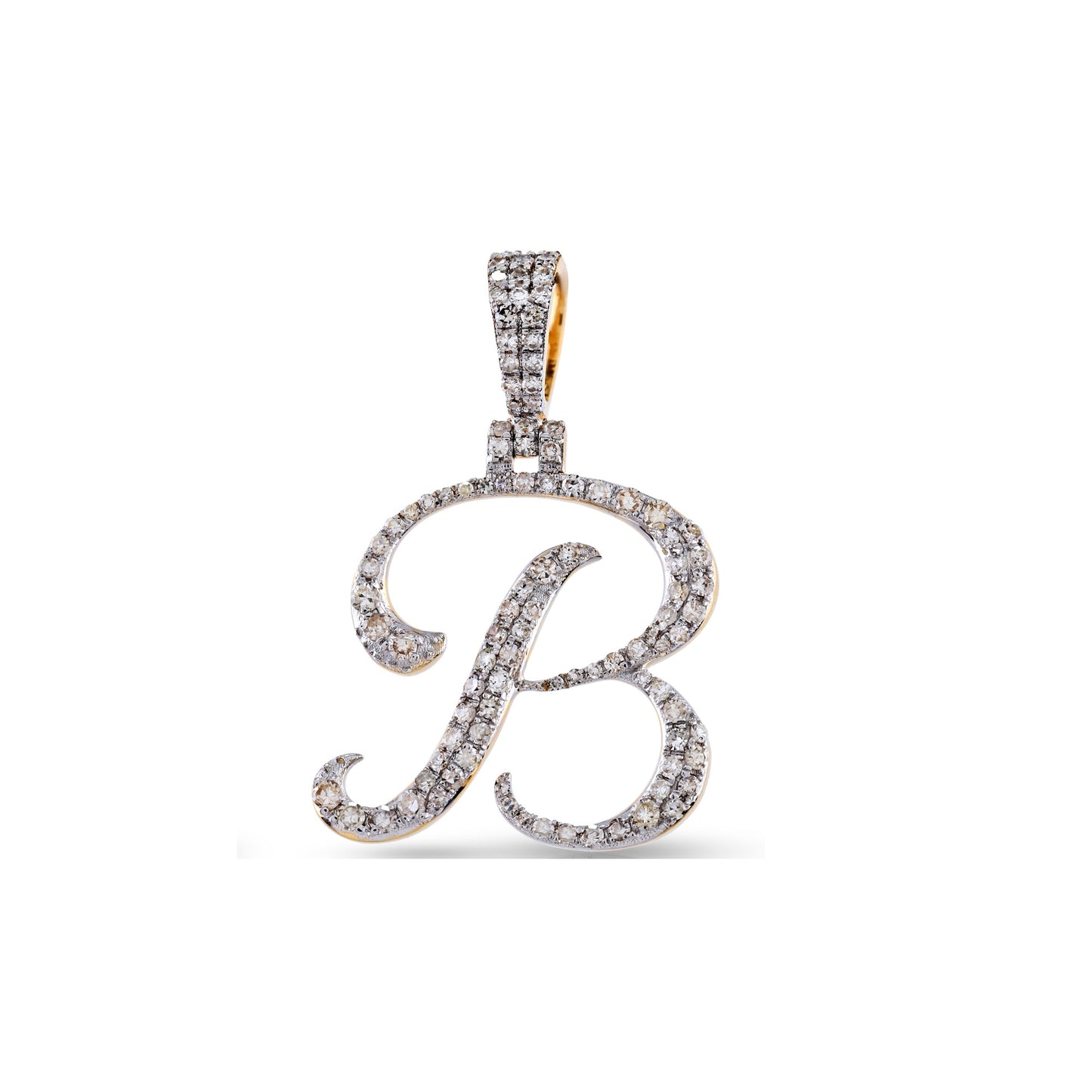 Yellow Gold White Diamond 'A-Z' Initial Pendant by Truth Jewel