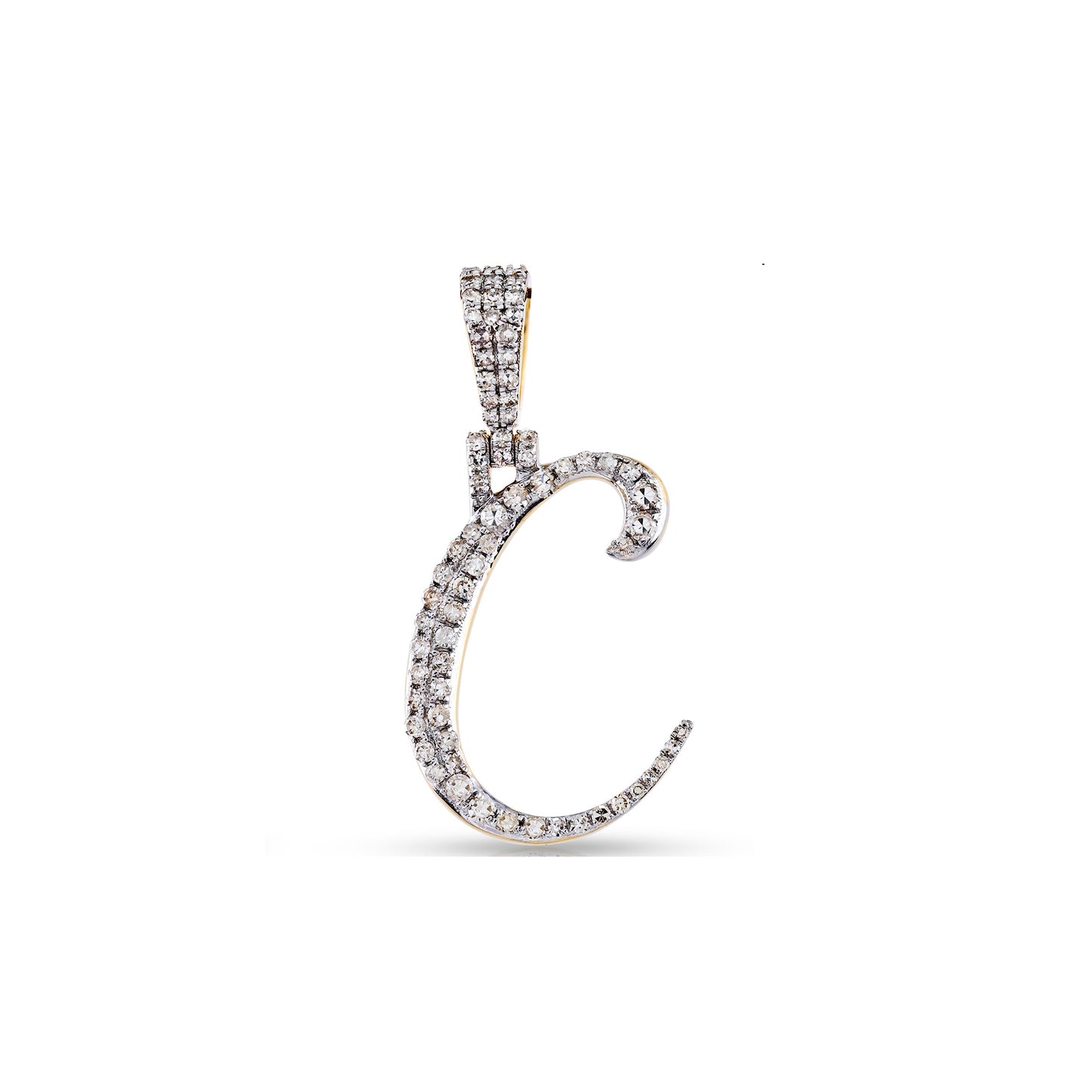 Yellow Gold White Diamond 'A-Z' Initial Pendant by Truth Jewel