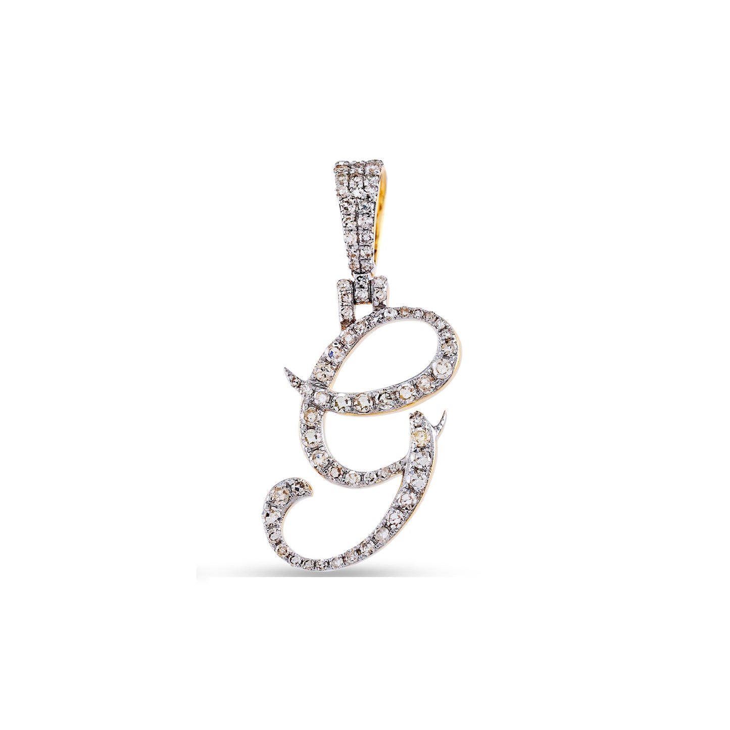 Yellow Gold White Diamond 'A-Z' Initial Pendant by Truth Jewel