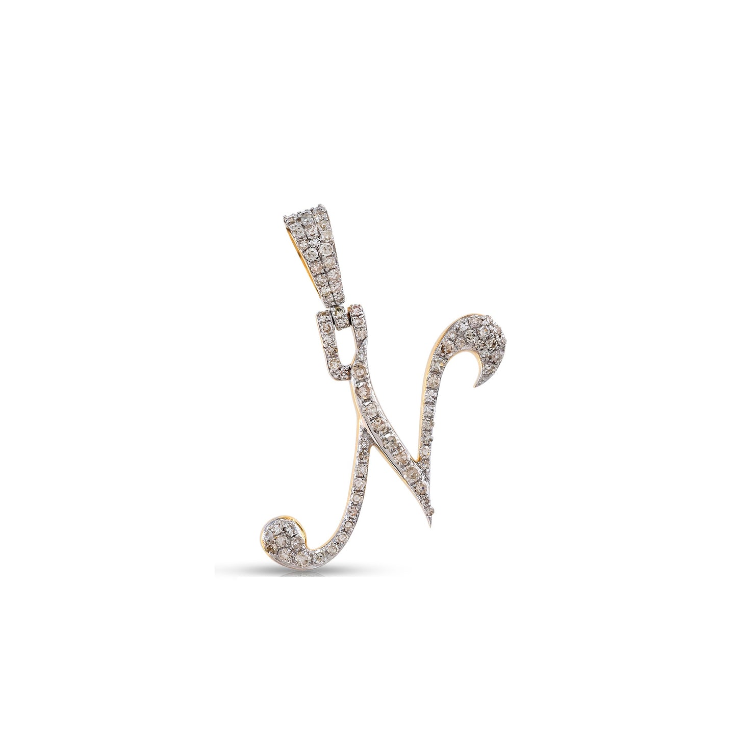 Yellow Gold White Diamond 'A-Z' Initial Pendant by Truth Jewel