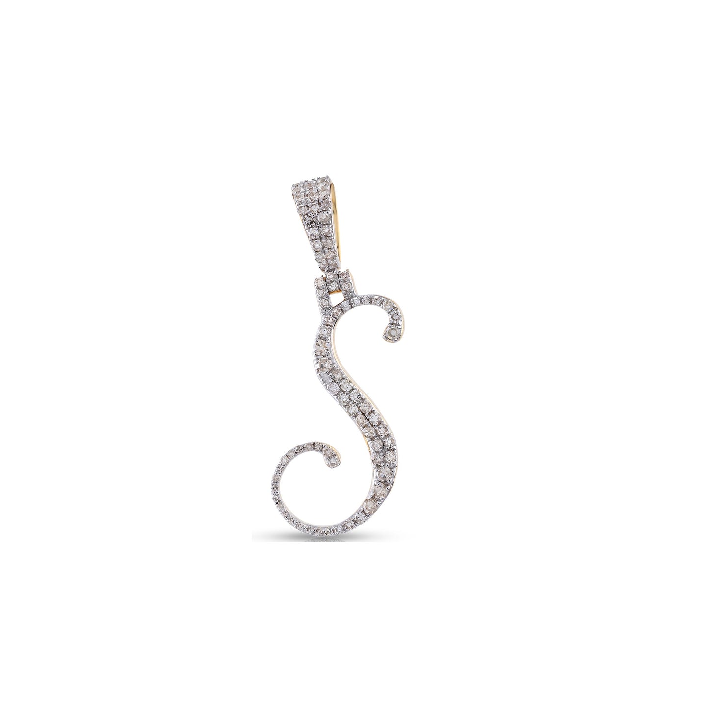Yellow Gold White Diamond 'A-Z' Initial Pendant by Truth Jewel