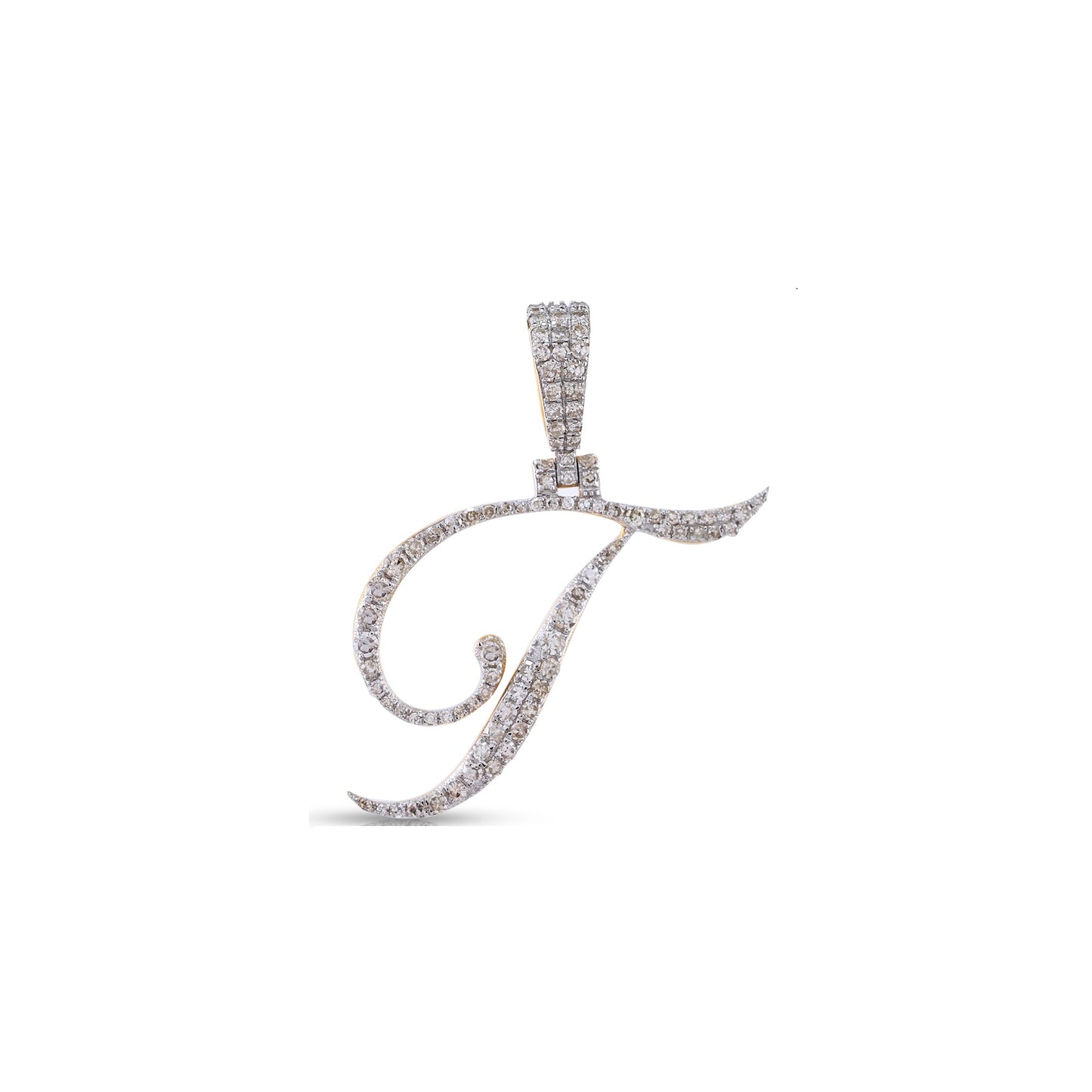 Yellow Gold White Diamond 'A-Z' Initial Pendant by Truth Jewel