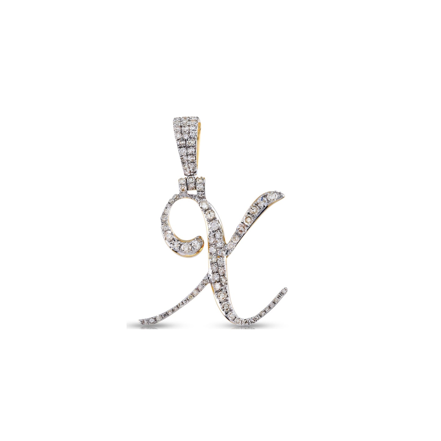 Yellow Gold White Diamond 'A-Z' Initial Pendant by Truth Jewel