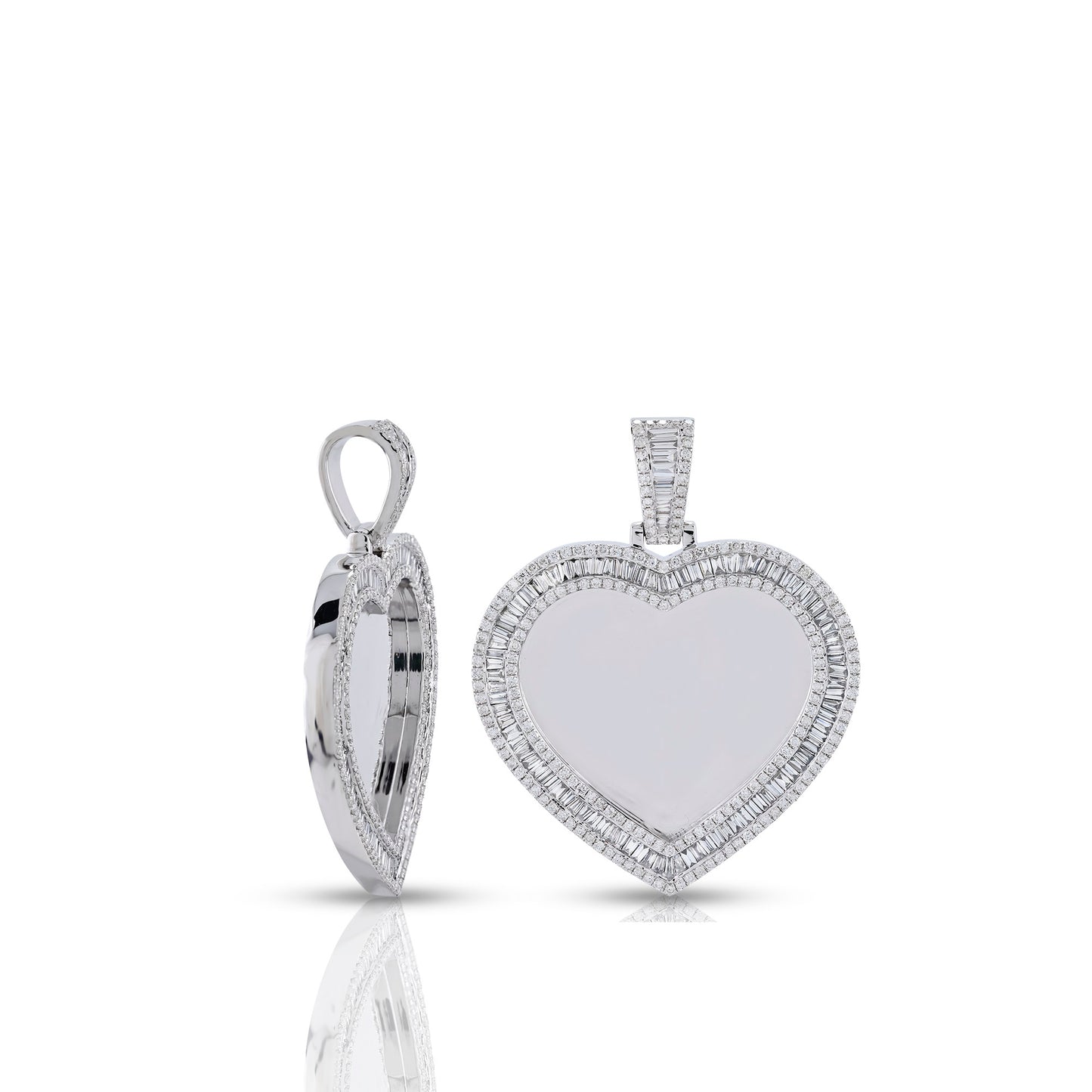 White Gold Diamond Heart Photo Locket Pendant