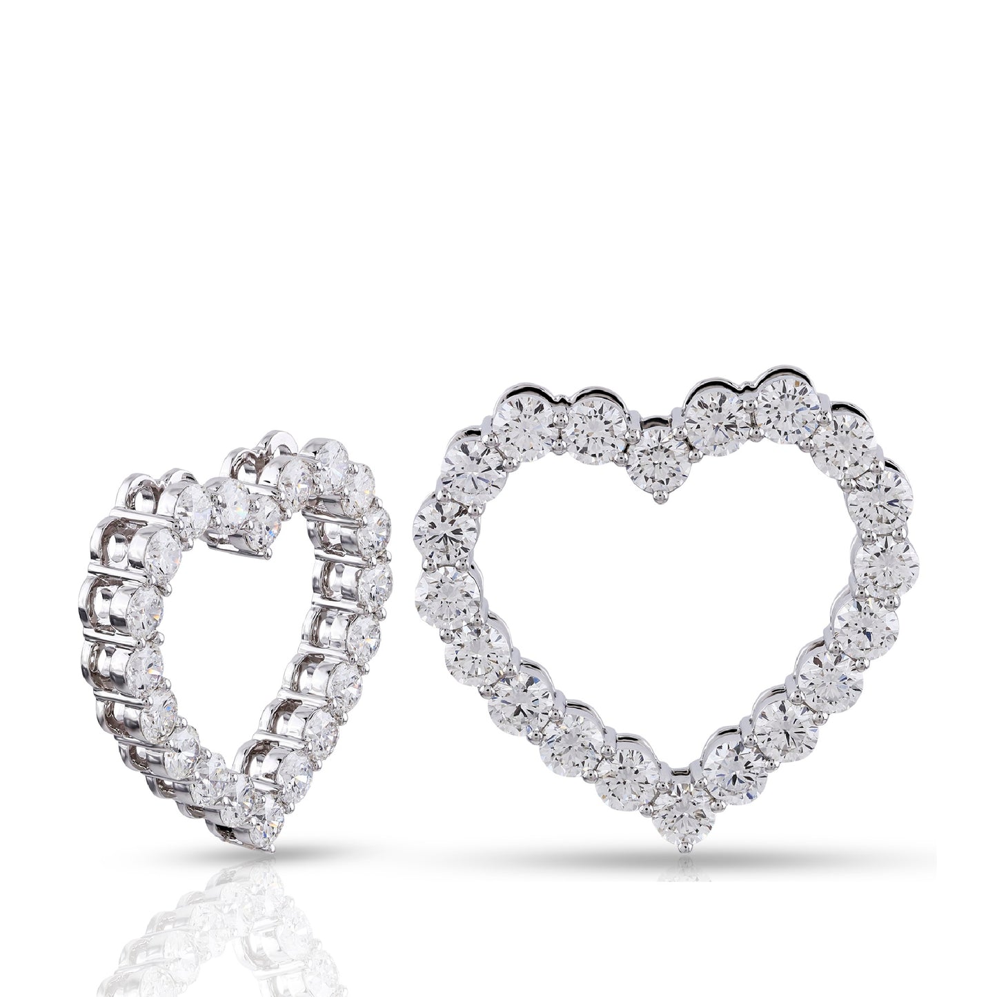 10KT White Gold Heart Pendant With Round Diamond Border