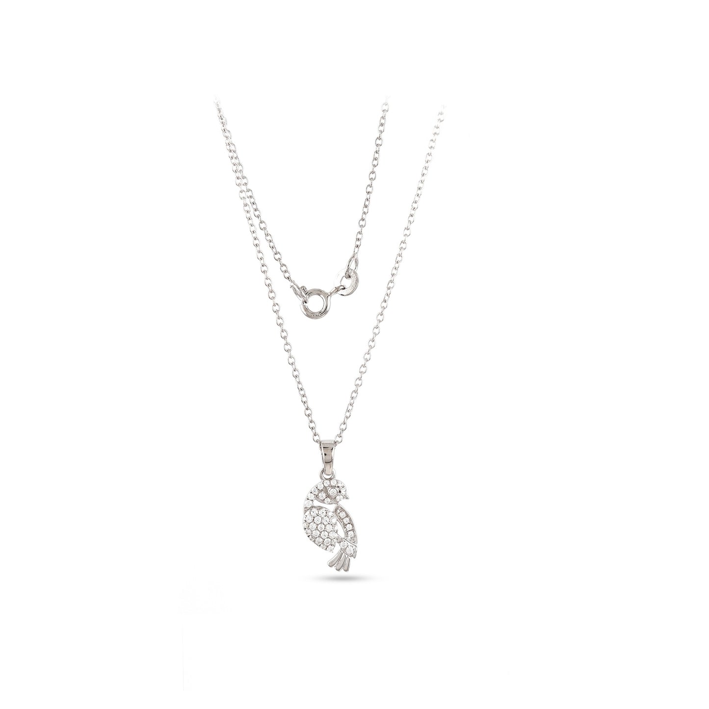 925 Silver Cz Round Diamond Sparrow Pendant