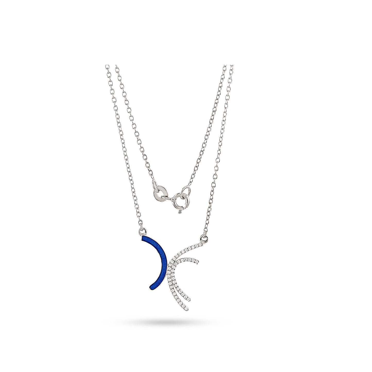 925 Silver Cz Round Diamond Beauty Of Curve's Pendant