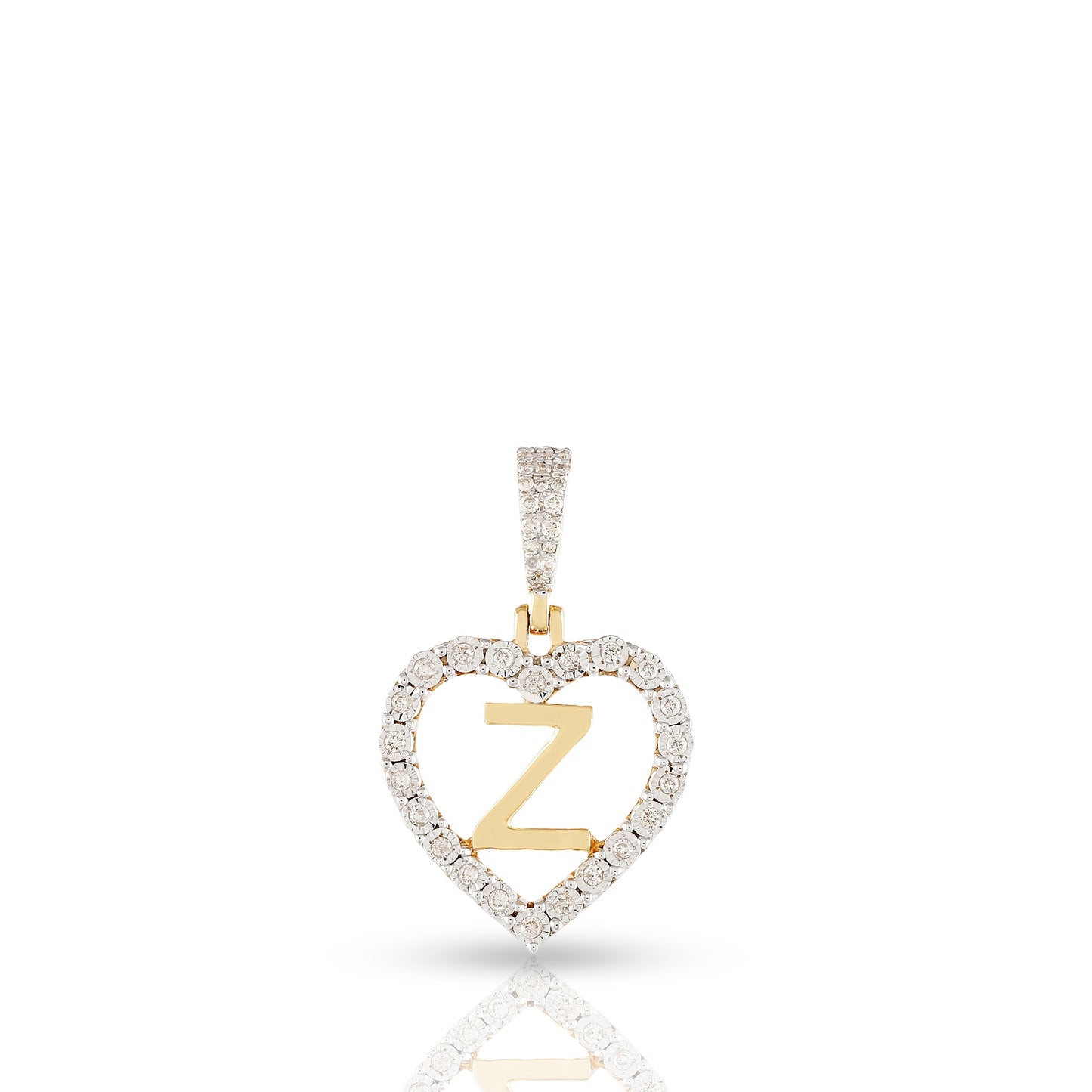 Yellow Gold Heart Initial Letter Pendant