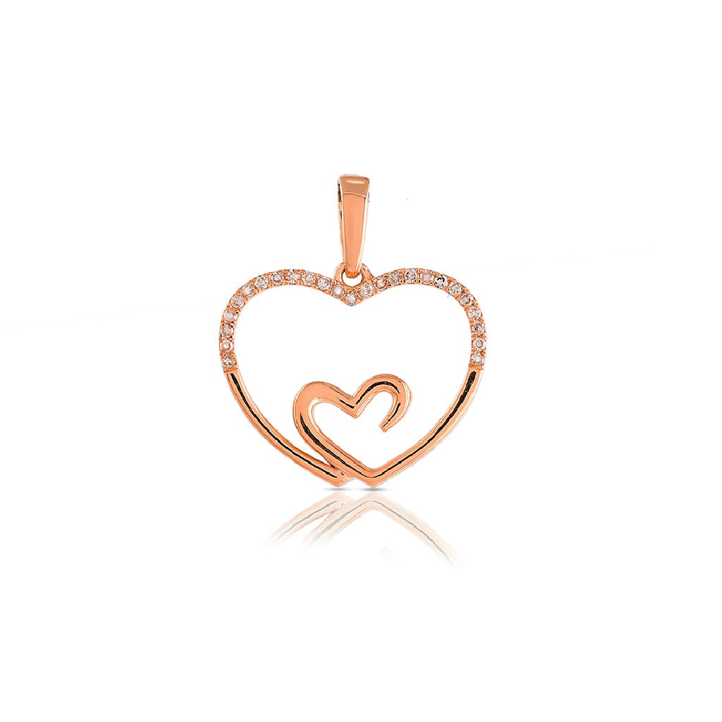 0.12CT Double Heart in Heart Diamond Pendant in Gold