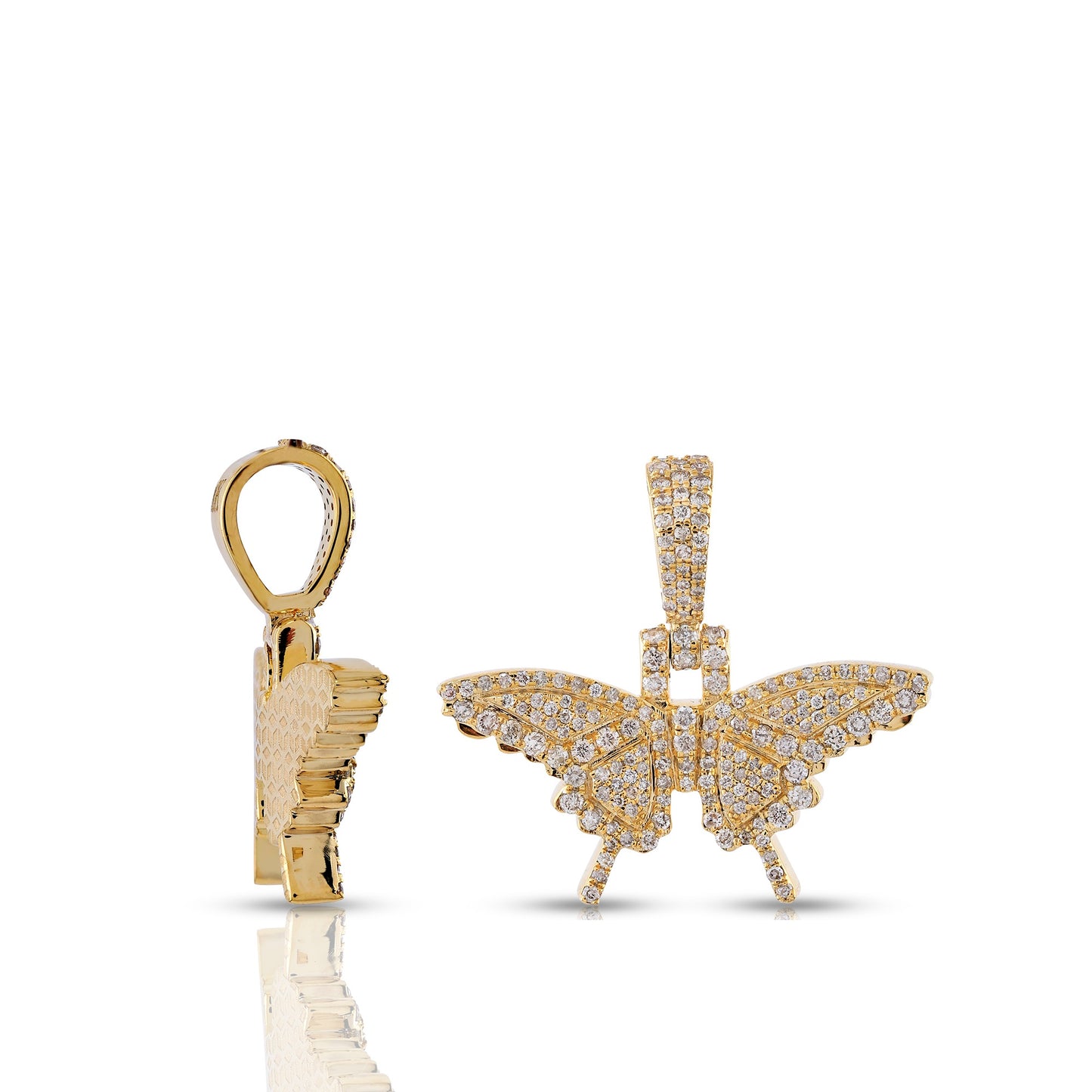 10KT Yellow Gold Diamond Butterfly Statement Pendant