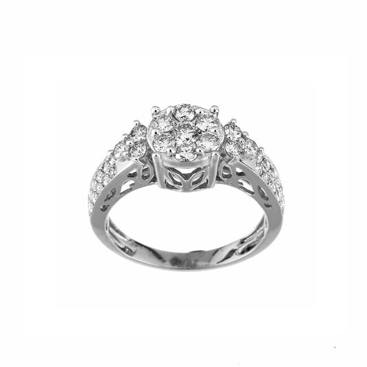 925 Silver CZ Round Diamond Engagement  Ring