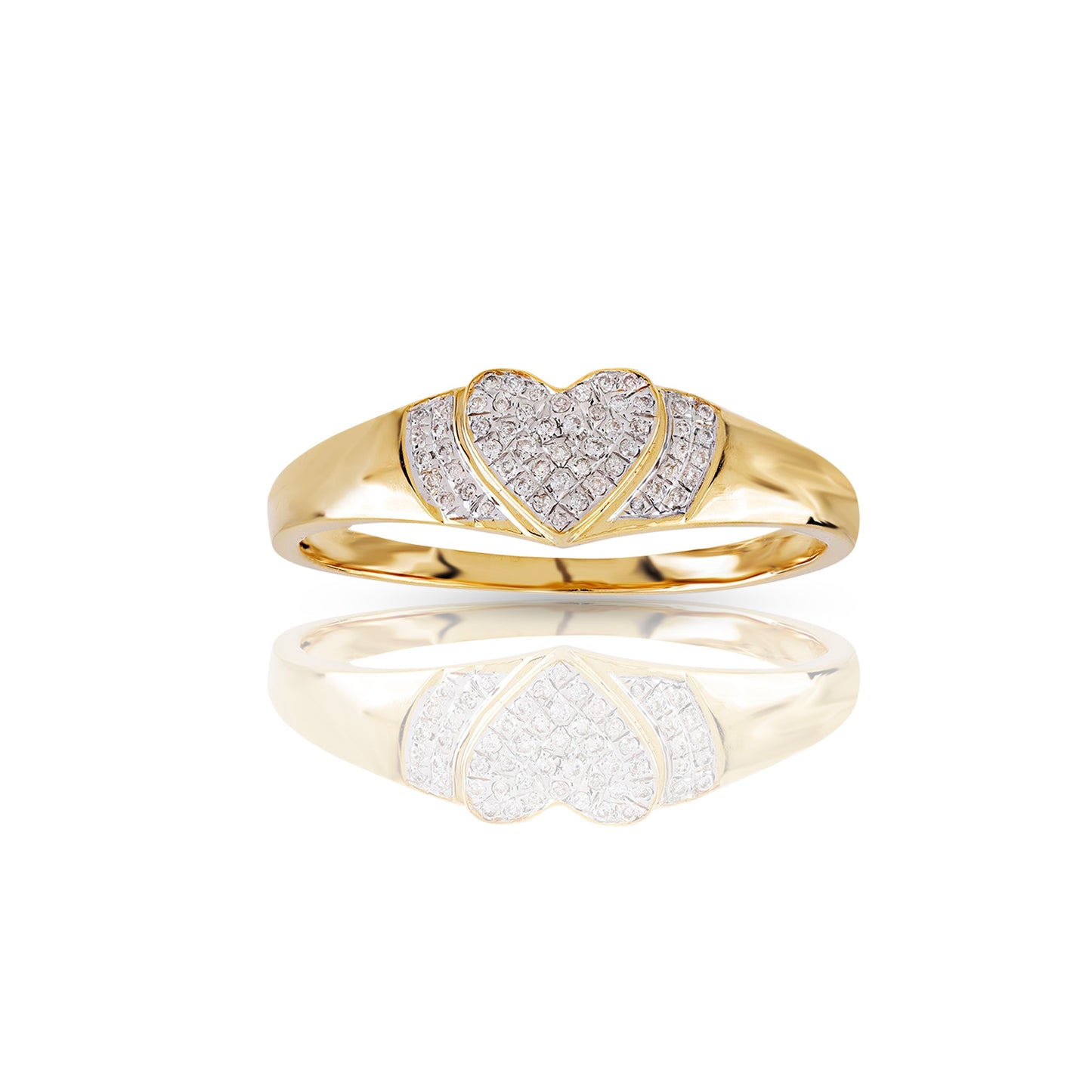 14k Yellow Gold Heart Diamond Ring