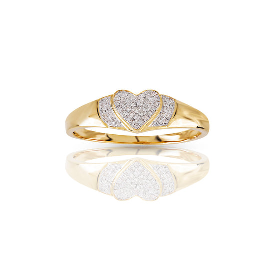 14k Yellow Gold Heart Diamond Ring