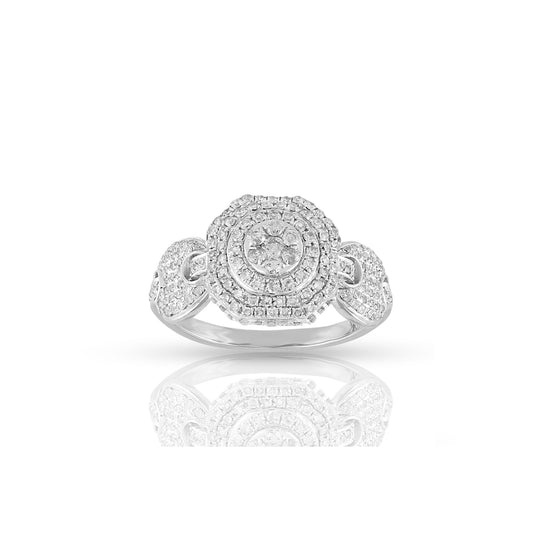 925 Silver CZ Round Diamond Fancy Ring