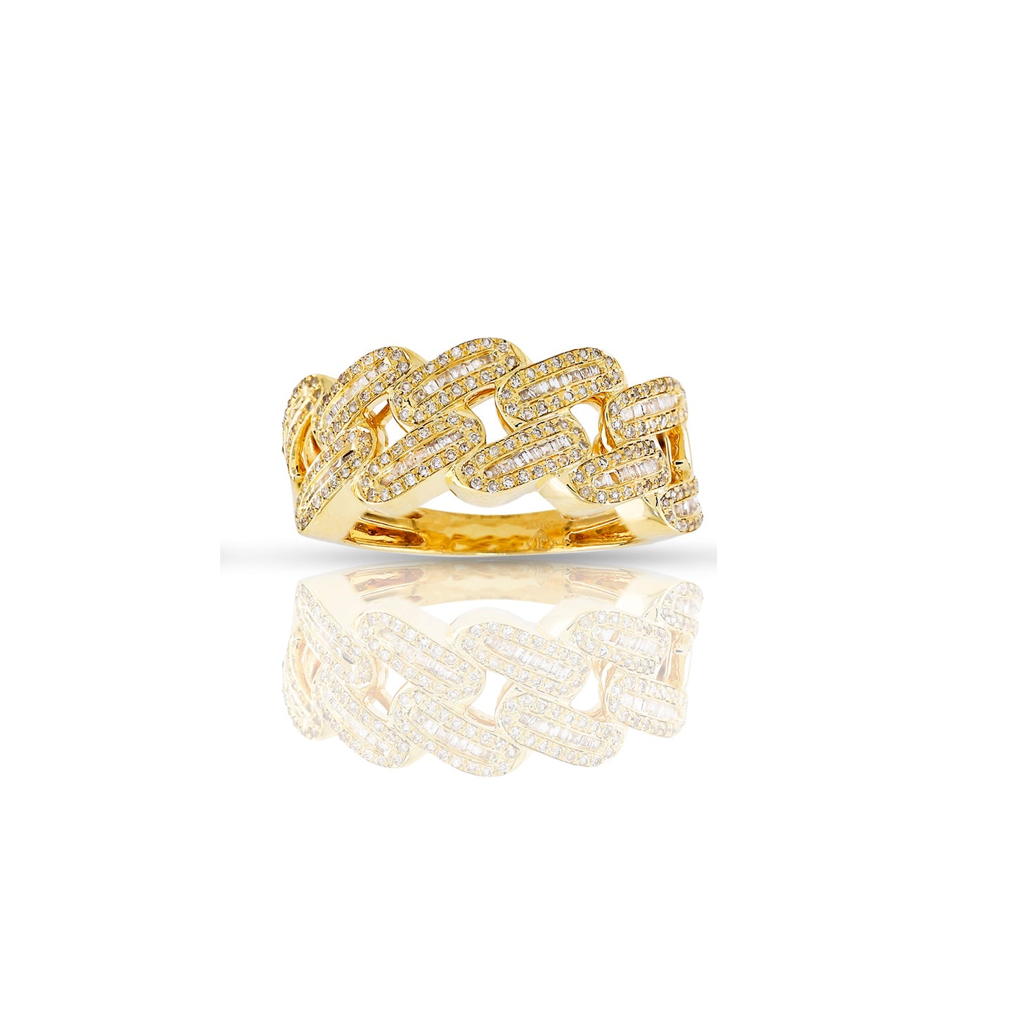 10k Yellow Gold Diamond Cuban Ring By Truth Jewel